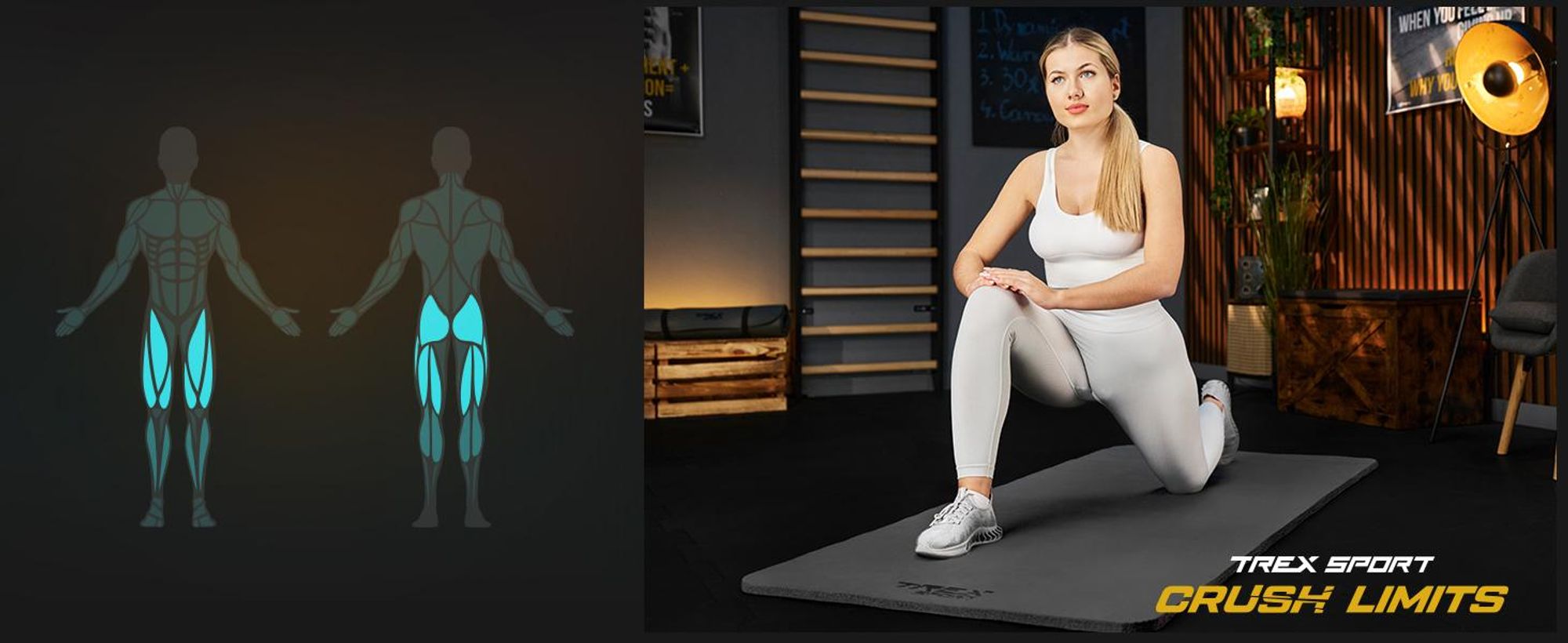 TREX SPORT Gymnastikmatte Fitnessmatte 2cm TX-029NGM | Yogamatte Pilates 190×80×2cm | Trainingsmatte rutschfest, wasserdicht | Sportmatte grau