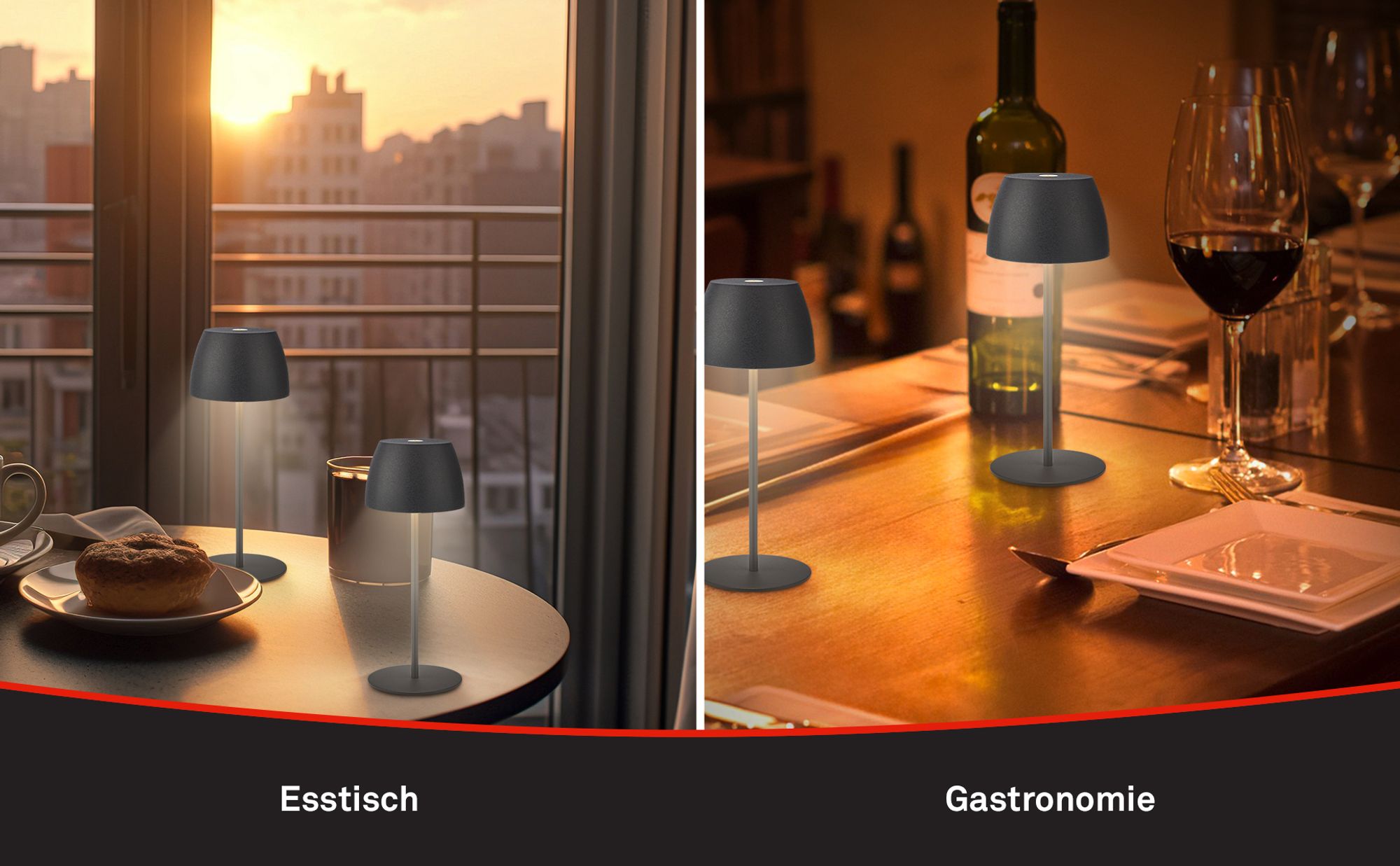 Briloner Serina 2er Set Mini LED Tischlampe kabellos IP44, Dimmbar, Touch, Spritzwasserschutz, akku, Anthrazit, Ø8 x 20 cm