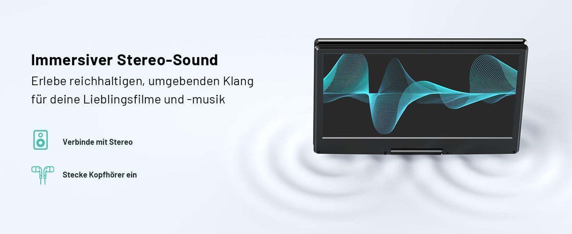 15.7" Tragbarer DVD-Player mit 14" HD-Drehbildschirm, ideal fürs Auto 6 Stunden Akkulaufzeit intelligente Speicherwiedergabe Alle Region