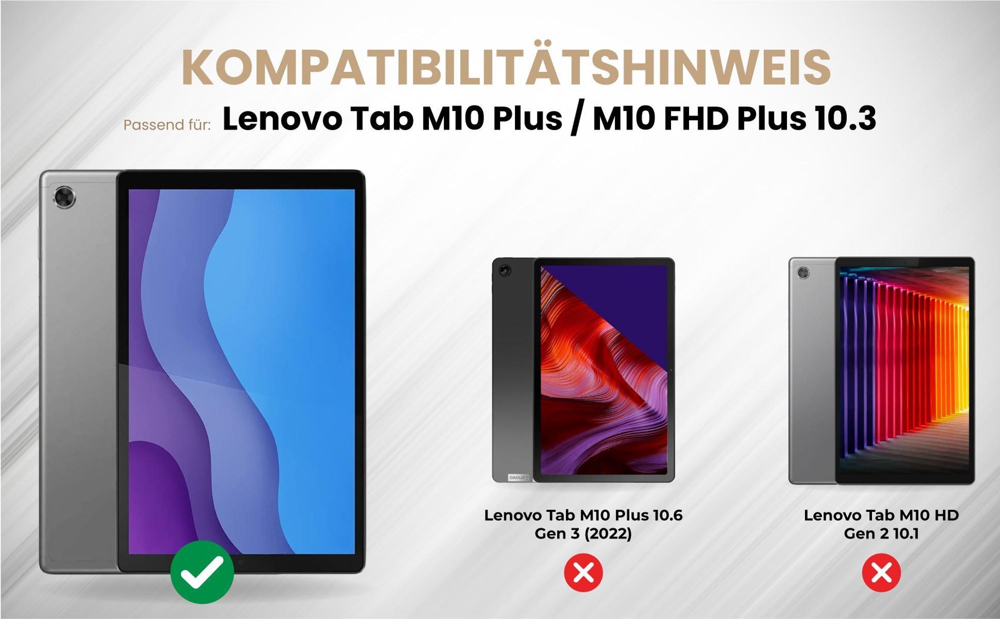 Kompatibilitätshinweise Tablet Cover für Lenovo Tab M10 Plus 10.3