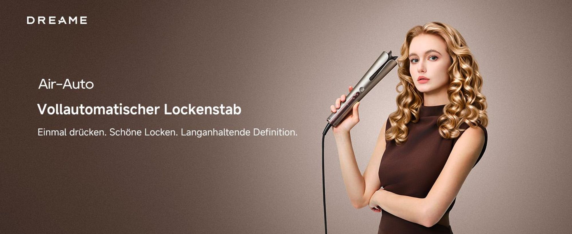 DREAME Air-Auto One-Touch Lockenstab,MCH-Heizsystem,360°-Lockenfunktion,LED,NTC-Temperaturregelung,3 Heizstufen,Verwicklungsschutz,2,8m Länge,Gold