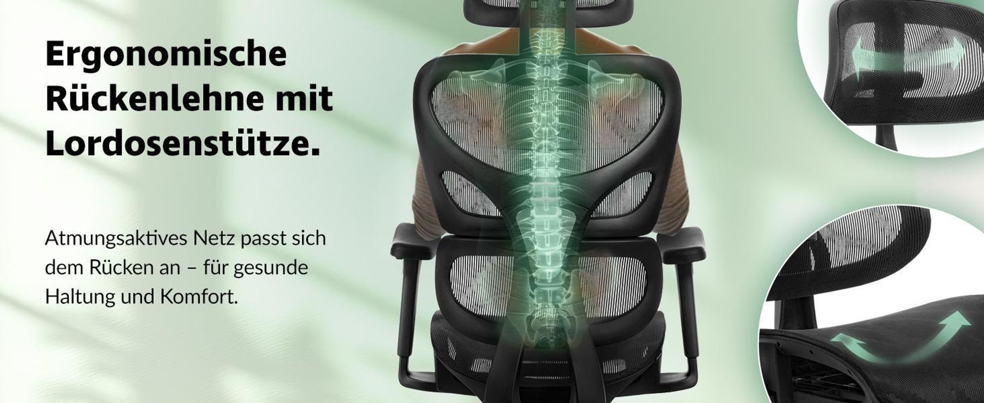 di volio® Bürostuhl Vataro – ergonomischer Schreibtischstuhl mit 2D Kopfstütze & 4D Armlehnen, atmungsaktives Sitzpolster, leise PolyurethanRollen