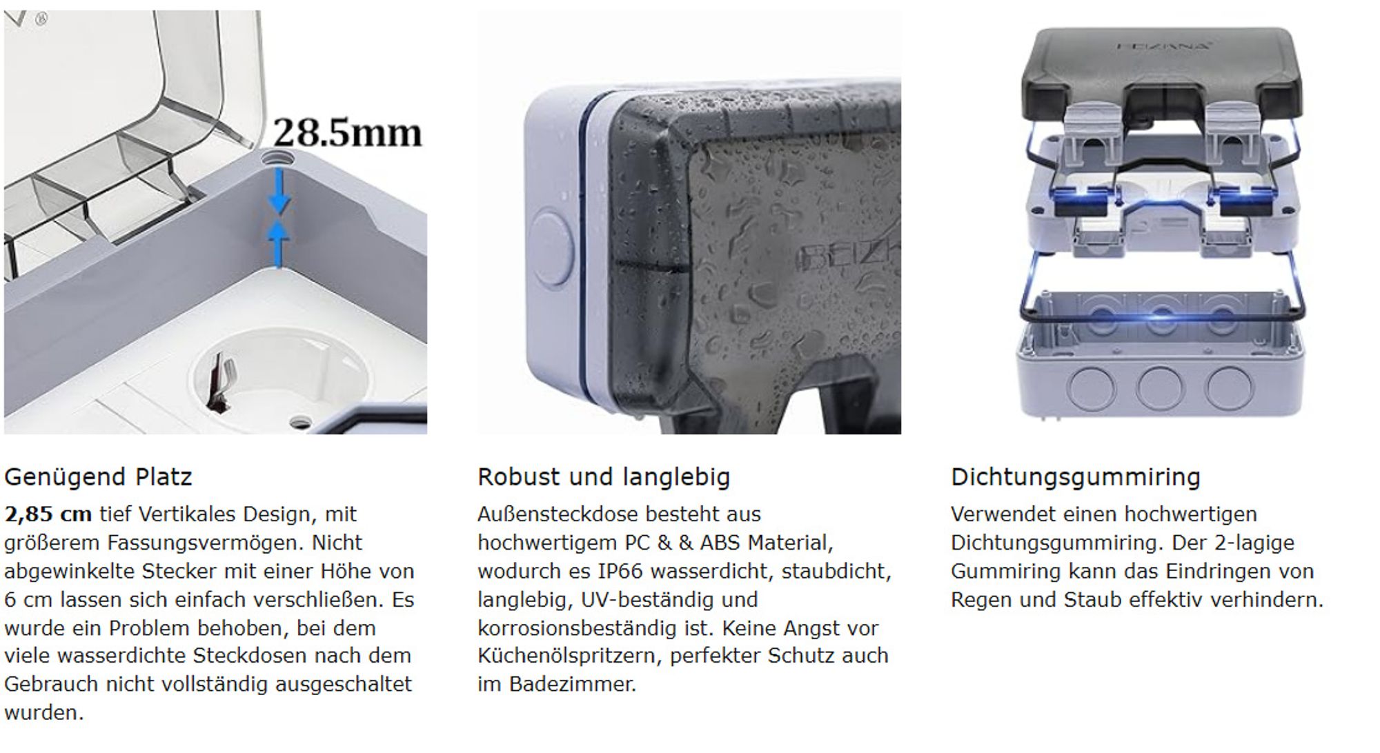 Wasserdichte Außensteckdose IP66 – Wetterfeste Aufputz-Steckdose Für Garten, Terrasse & Balkon