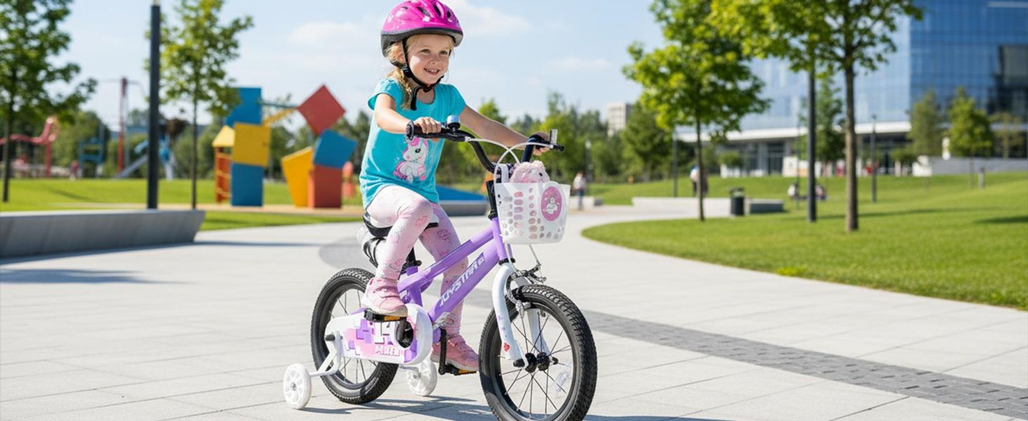 JOYSTAR Pluto 20 Zoll Kinderfahrrad mit beleuchteten Stützrädern, Korb, Flaschenhalter, Kinderfahrrad für Jungen und Mädchen 3-12 Jahre, Rosa