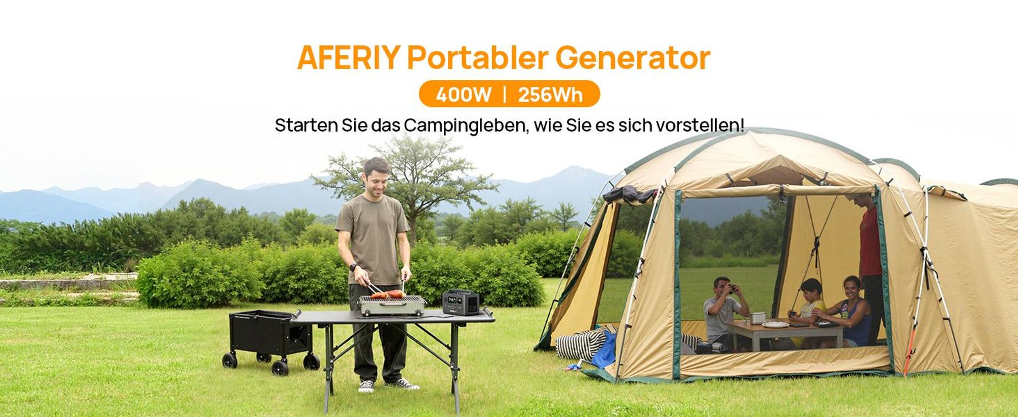 AFERIY AF-P040 Powerstation 400W 256Wh LiFePO4 Solargenerator, 1,2 Std. Schnellladung, USV unter 10 ms, Solarladung bis 120W