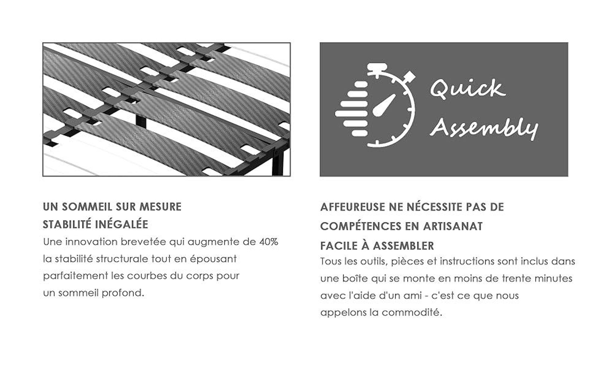 DEWINNER Sommier 160x200 | Sommier Lattes 160x200 avec 9 Pieds | 2x8 Lattes | Lit avec Sommier à Lattes 160x200cm pour Adulte | Montage Rapide