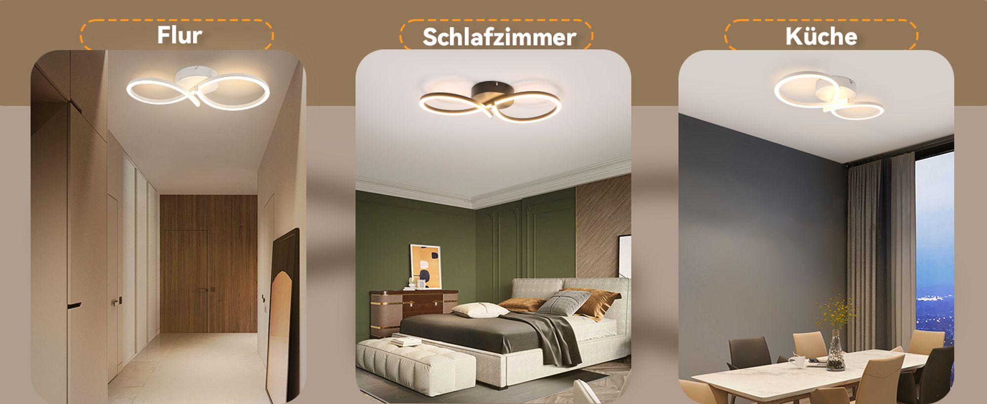 ZMH Deckenleuchte LED Deckenlampe Schlafzimmer 24W Küchenlampe Moderne Kreative Design Wohnzimmerlampe 3000K Warmweiß Flurlampe Schlafzimmerlampe Weiß Deckenlampen für Esszimmer Kinderzimmer