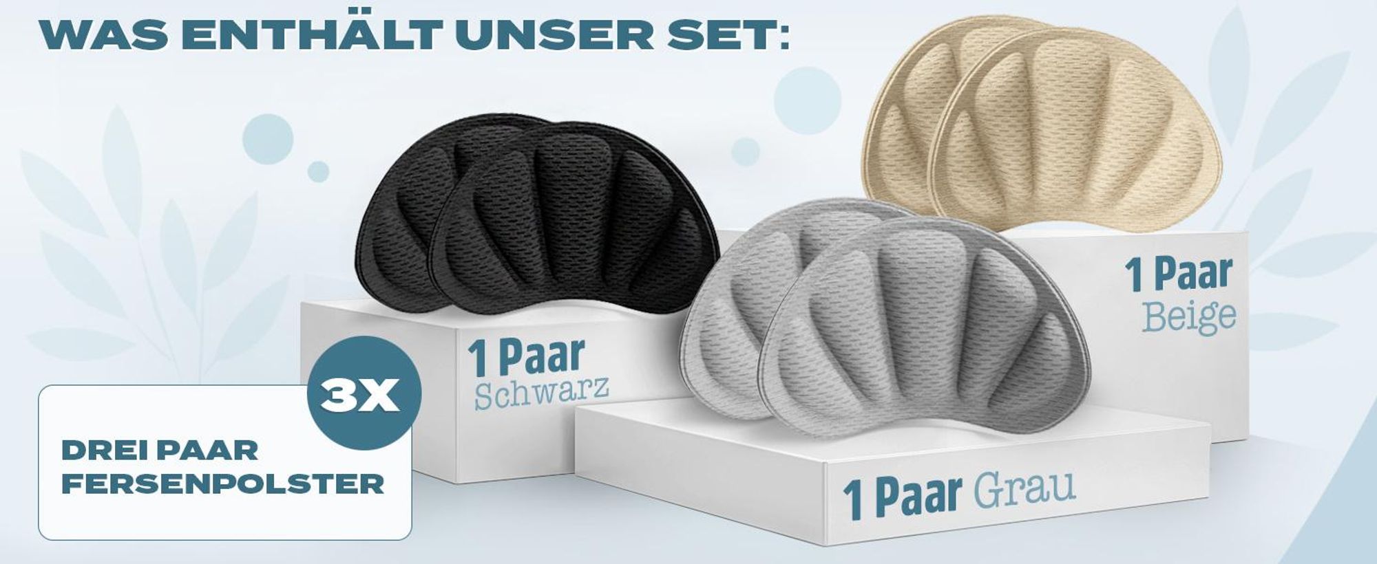 EDELFELD – Unsichtbare Fersenpolster gegen Rutschen & Blasen [3 Paar] – Atmungsaktiver Fersenschutz aus Memory Foam – Schuheinlagen als Fersenhalter