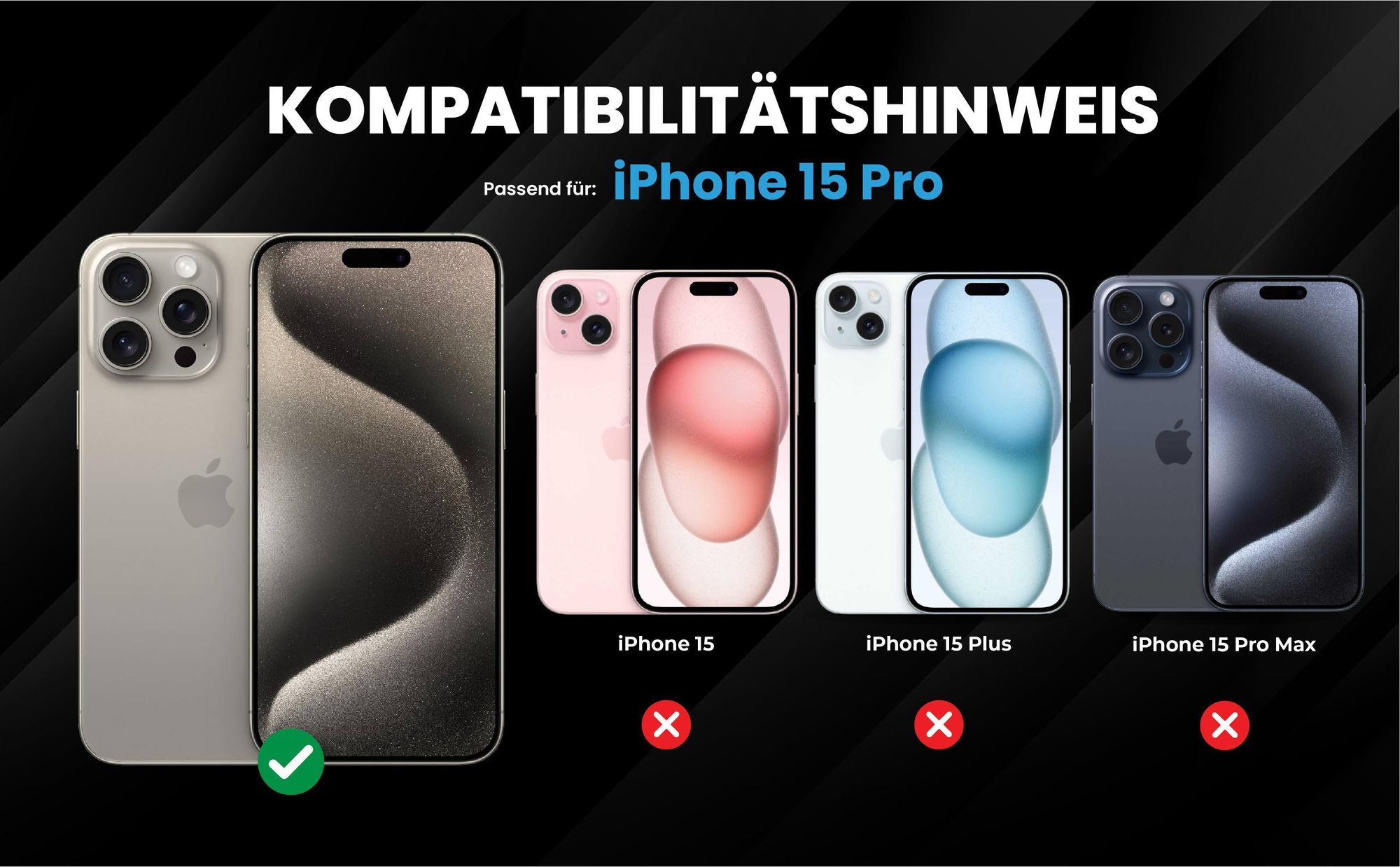 Kompatibilitätshinweise Hülle für Apple iPhone 15 Pro