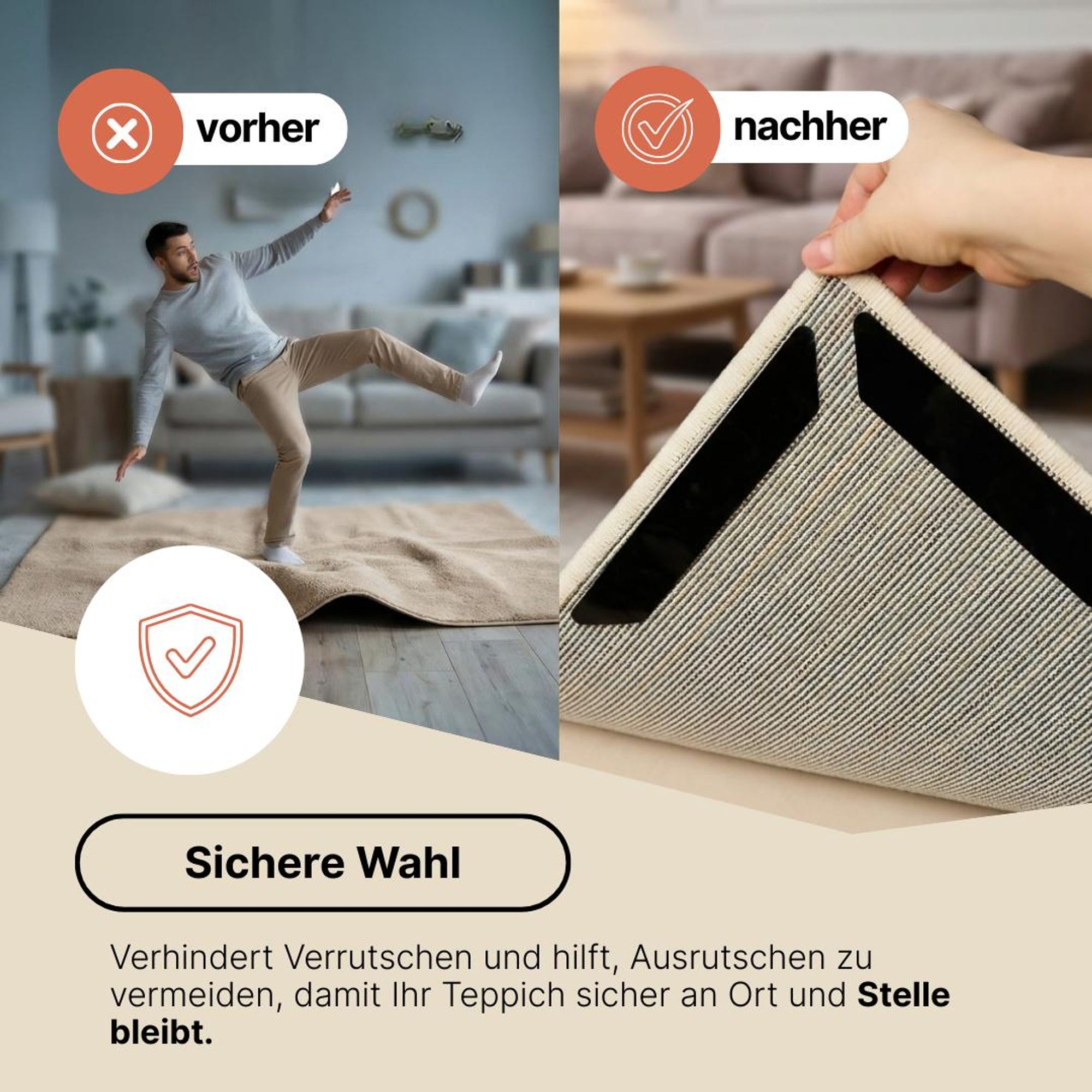 Rutschfeste Teppichunterlagen, Teppichstopper für sicheren Halt