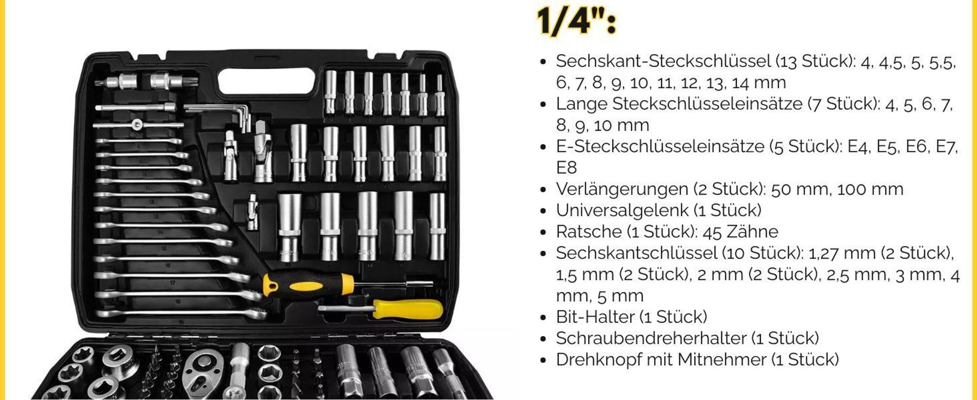TOPEX Werkzeugkoffer 219-tlg: 1/2", 3/8", 1/4" Nüsse, Ratschen, Bits, Knarrenkasten, Für Kfz, Werkstatt & Heimwerker, Universal-Set