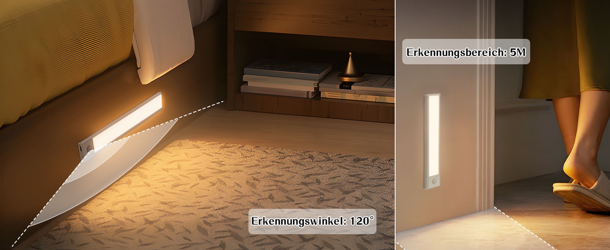 ZMH Unterbauleuchte Küche LED 20CM 2 Stück Schrankbeleuchtung mit Bewegungssensor USB Wiederaufladbar Schranklicht Dimmbar 3 Farbtemperatur