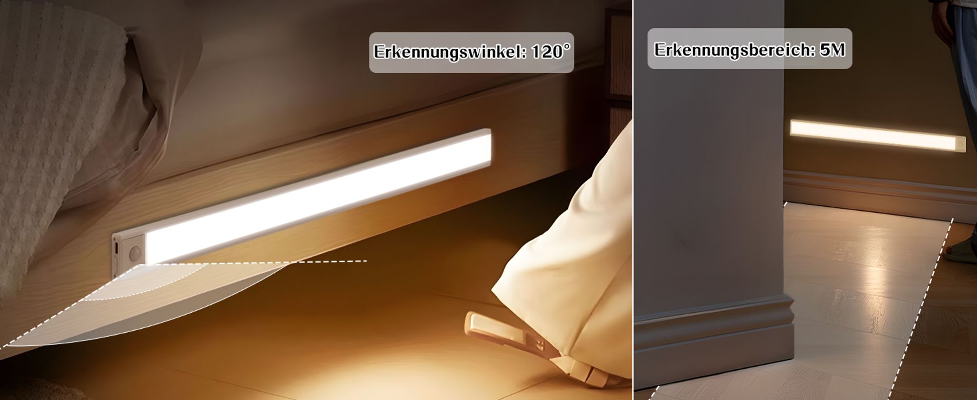 ZMH Unterbauleuchte Küche Led Dimmbar 3 Farbtemperatur Schrankbeleuchtung mit Bewegungsmelder 40CM 2er Silber  Schrankleuchte USB Wiederaufladbar