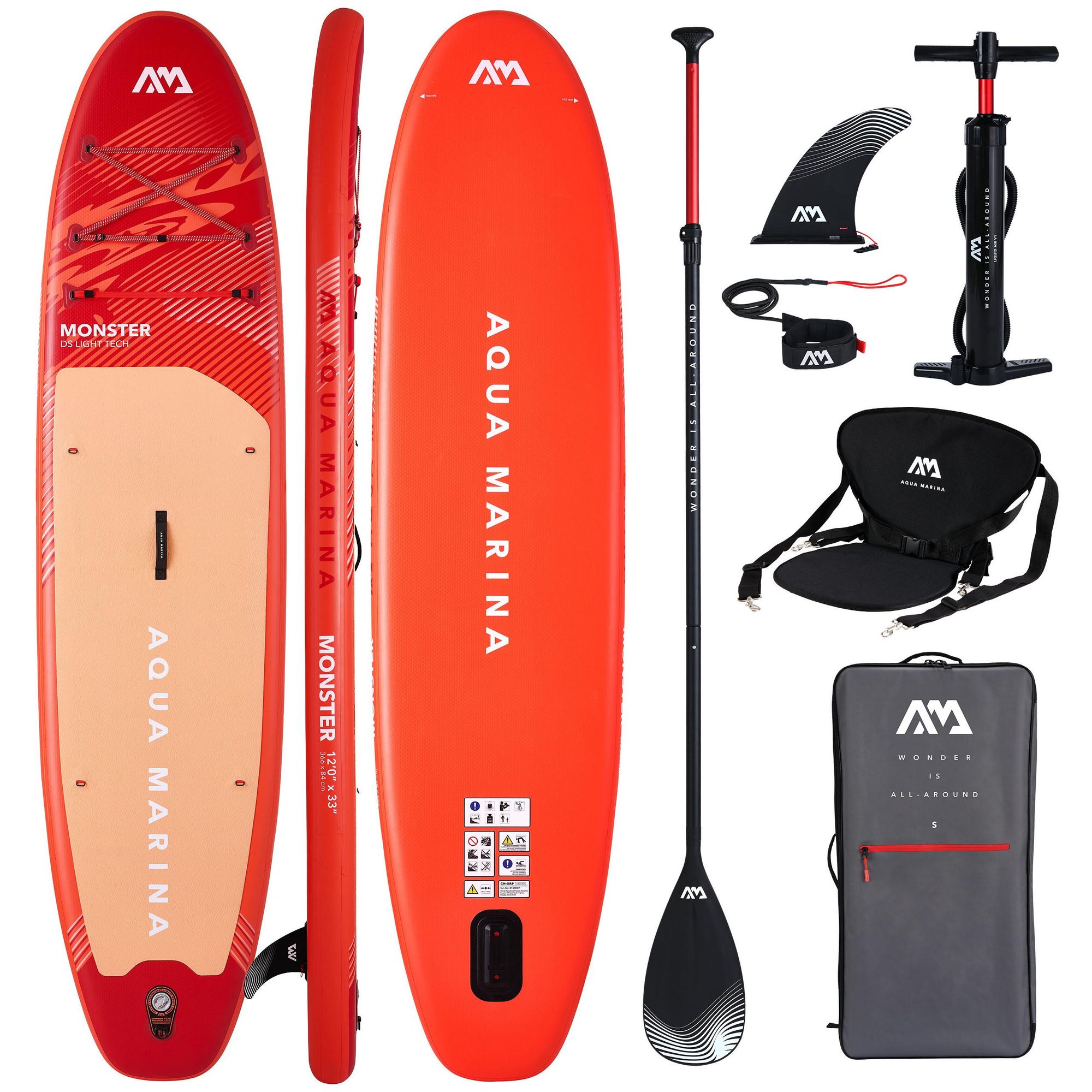 SUP Board Aqua Marina Monster 12'0" 2026 Sky Glider | mit Kajaksitz | bis 170 kg