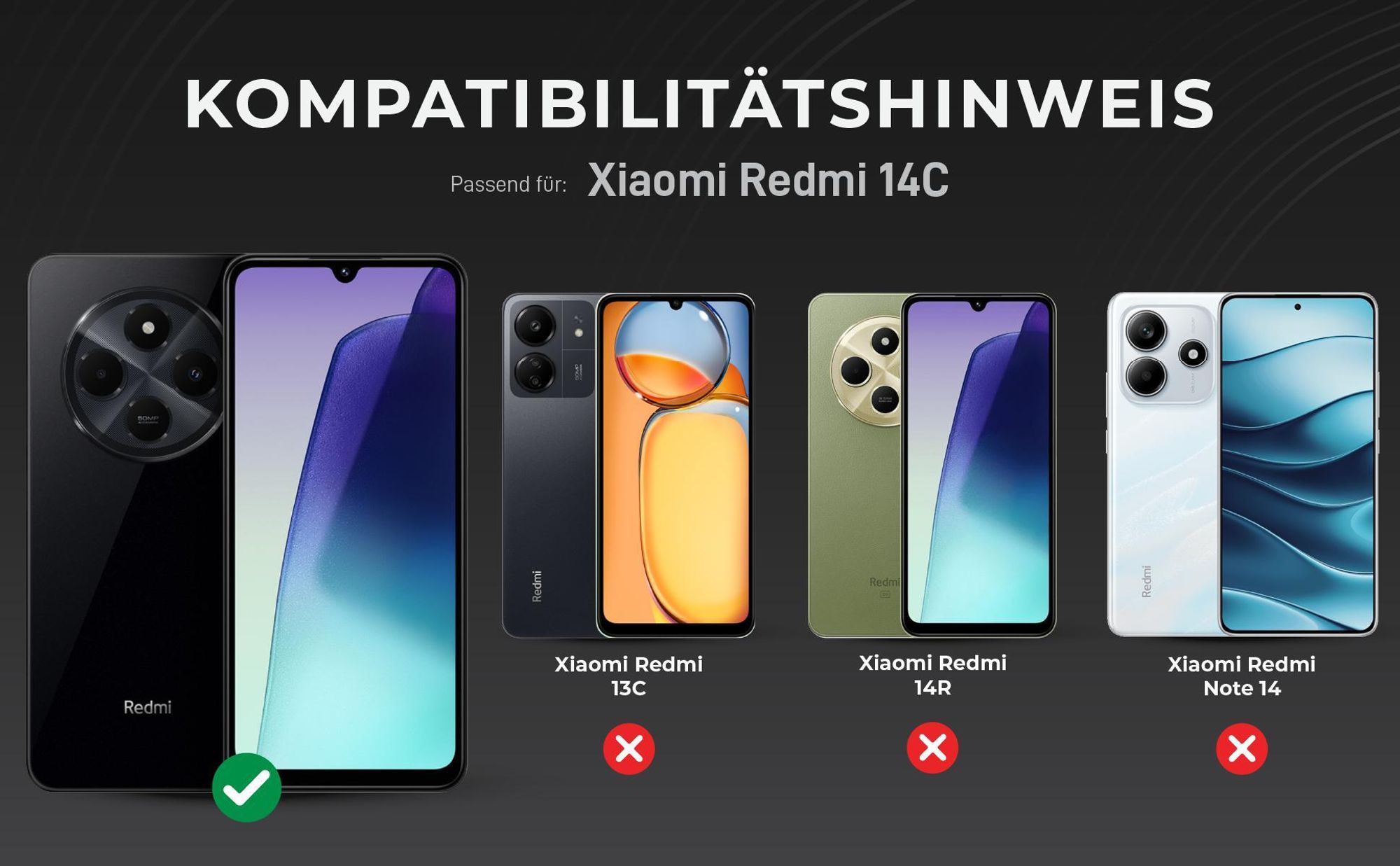 Kompatibilitätshinweise Kameraglas für Xiaomi Redmi 14C
