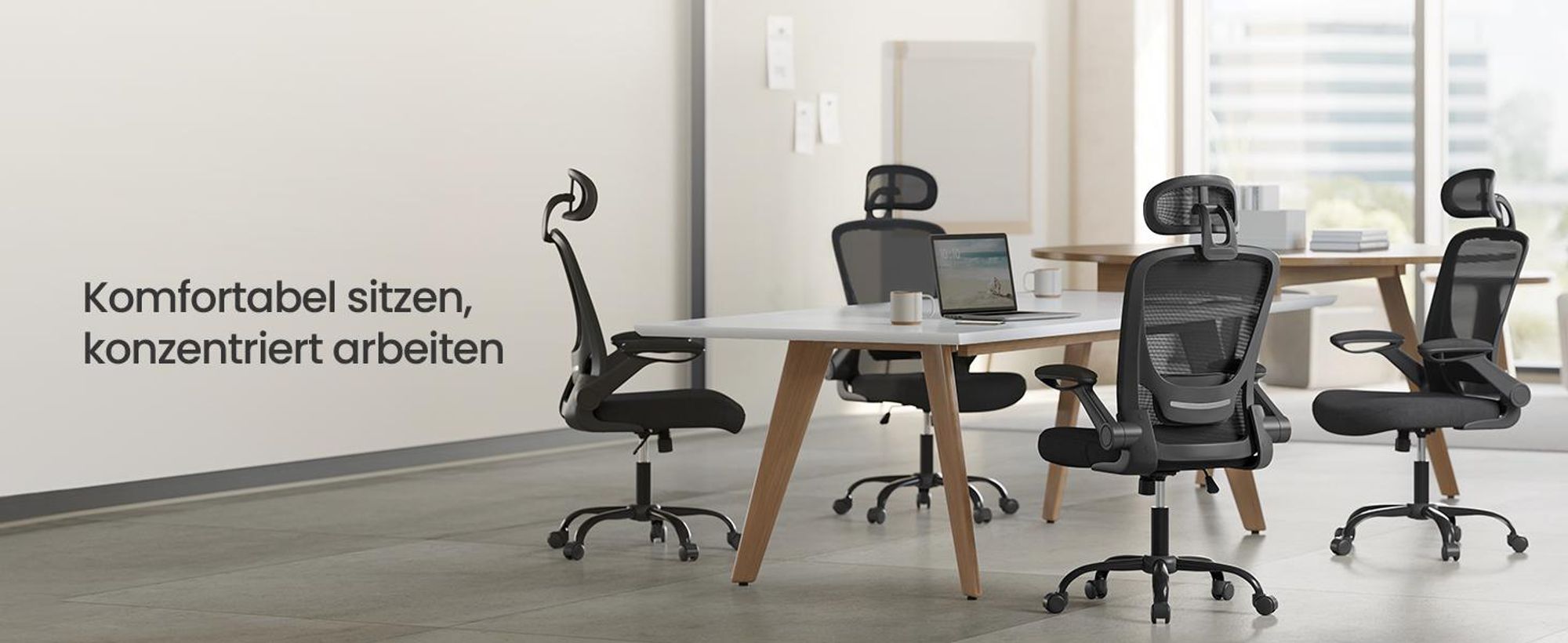SONGMICS Bürostuhl ergonomisch, Schreibtischstuhl, Drehstuhl mit Mesh, gepolsterte Lendenstütze, Wippfunktion, 53 cm große Sitzfläche