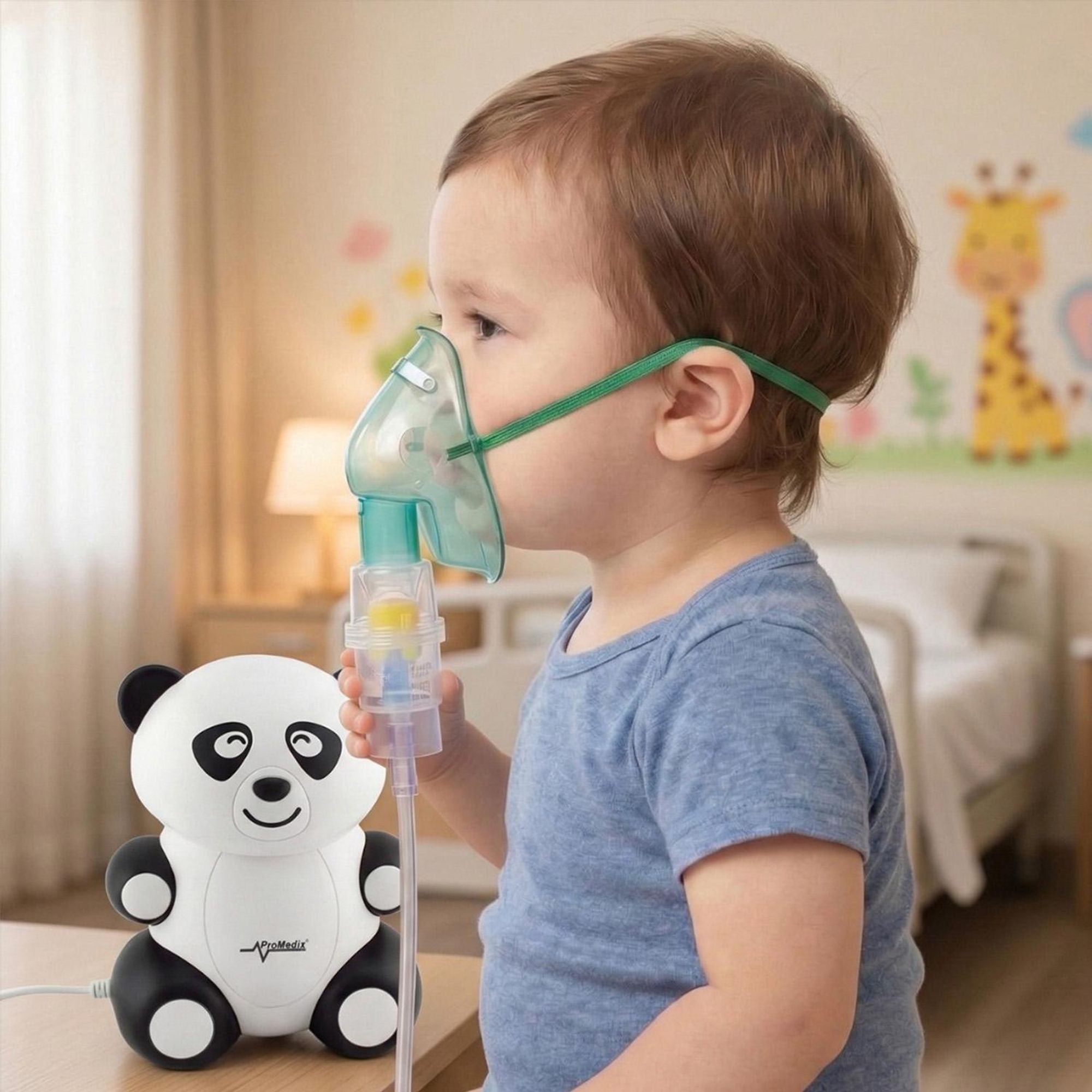 Inhalator Inhaliergerät Vernebler Inhalationsgerät Aerosolvernebler Komplettset2 Masken Verebler Mundstück Schlauch 5 Filter Panda