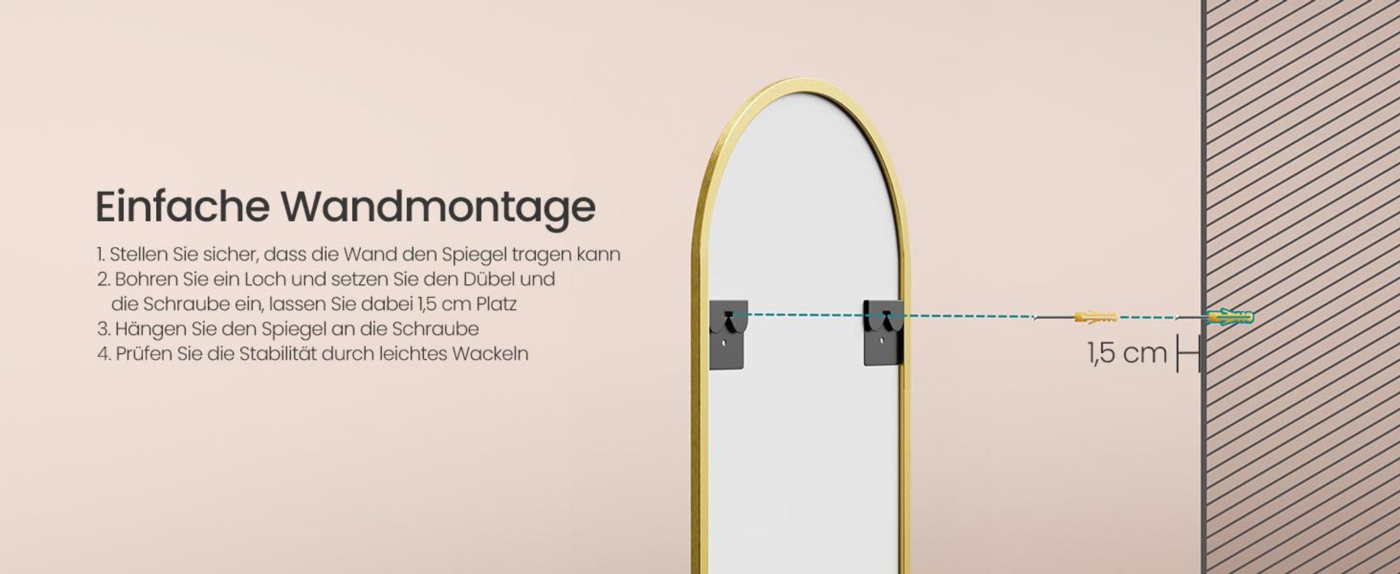 SONGMICS Ganzkörperspiegel, 120 x 40 cm, gewölbter Spiegel, Wand- oder Türmontage, Rahmen aus Aluminiumlegierung, Hartglas, für Schlafzimmer