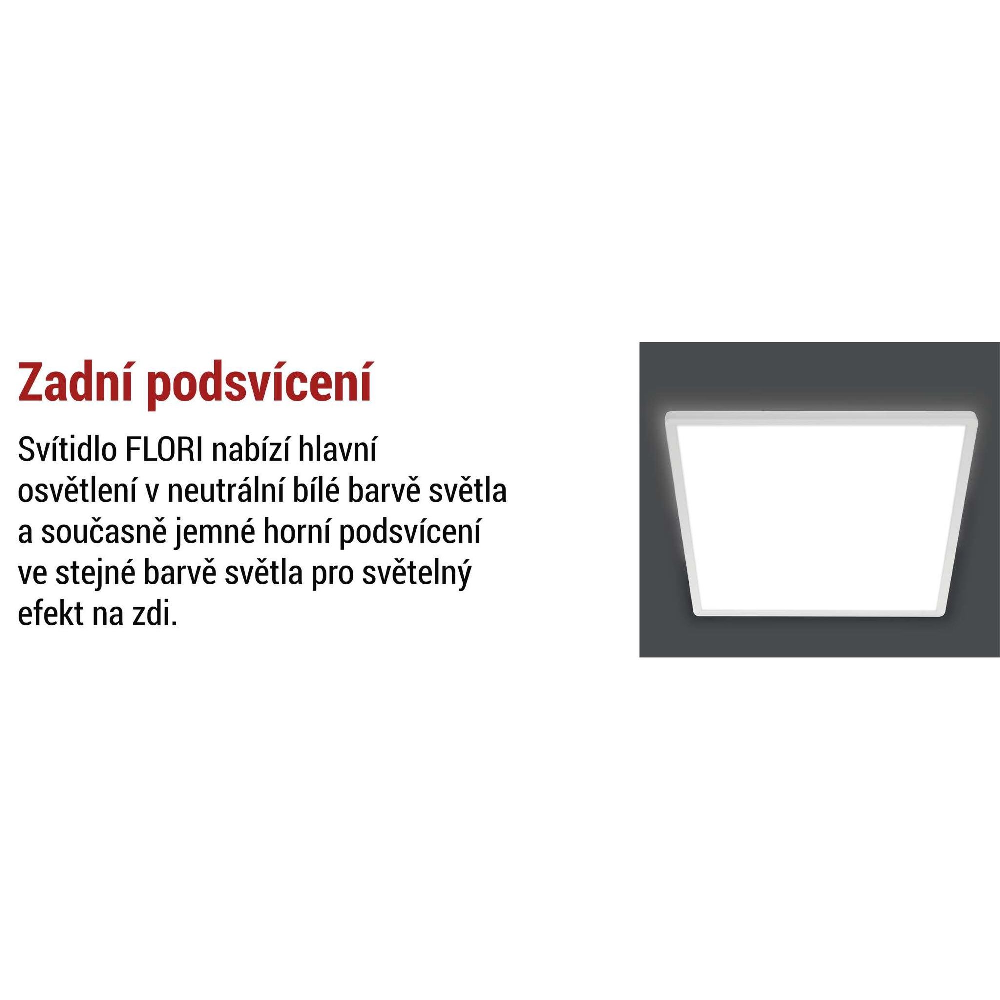 EMOS LED nástěnné/stropní svítidlo FLORI, čtvercové, neutrální bílá 4000 K, 2200 lm, 22 W (místo 150 W žárovky), 42x42 cm, bílé, ZM1403