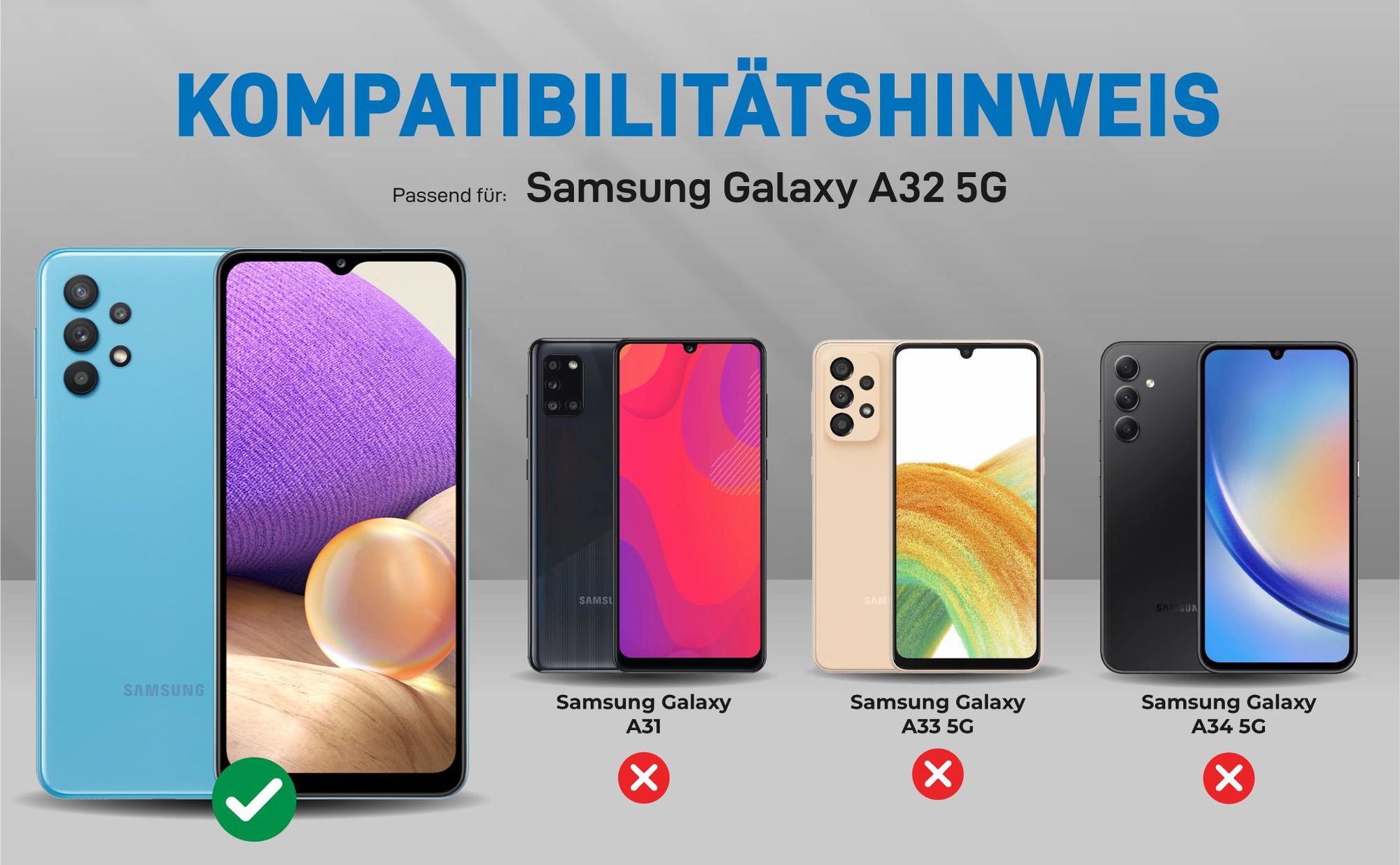 Kompatibilitätshinweise Hülle für Samsung Galaxy A32 5G