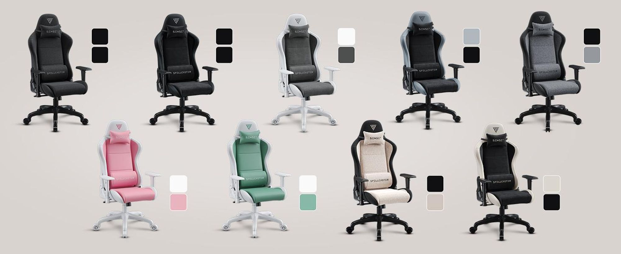 Sense7 Zaklínač FUKU: fotel gamingowy, krzesło gamingowe, krzesło biurowe, ergonomiczne krzesło biurowe, obrotowe krzesło, udźwig 120 kg, kolor biały i szary