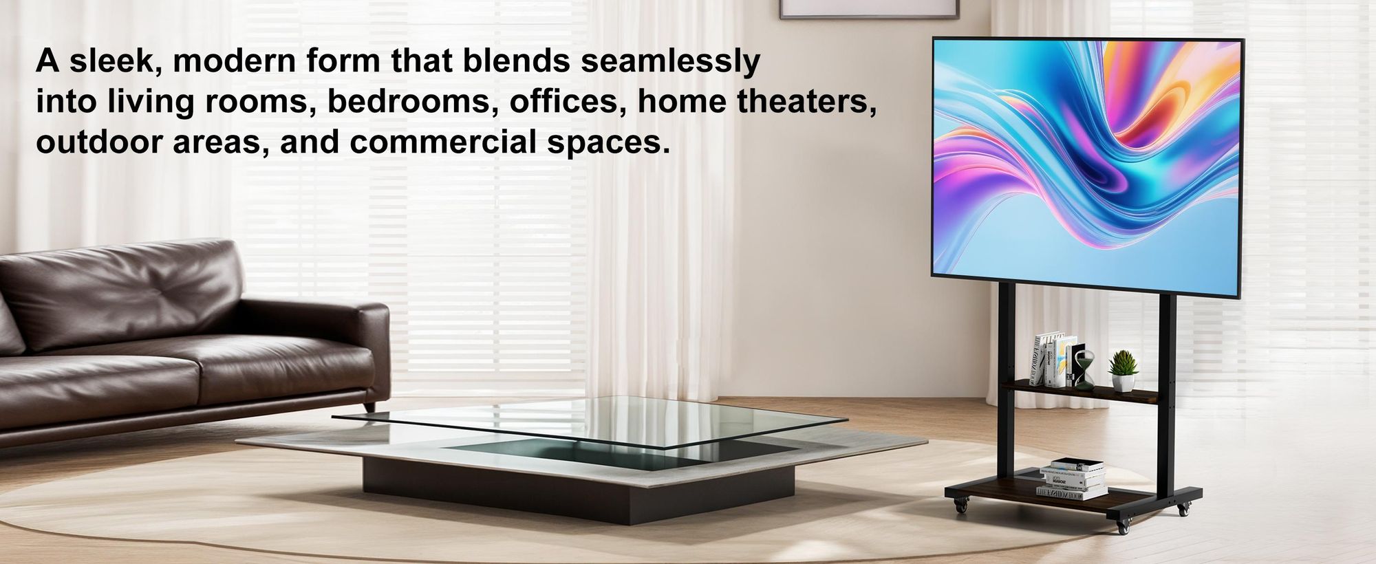 WISFOR TV Ständer Rollbar, TV Standfuss Höhenverstellbar Fernsehständer Halterung Universal für 40”-86”,VESA 600x400mm,bis Max 50kg
