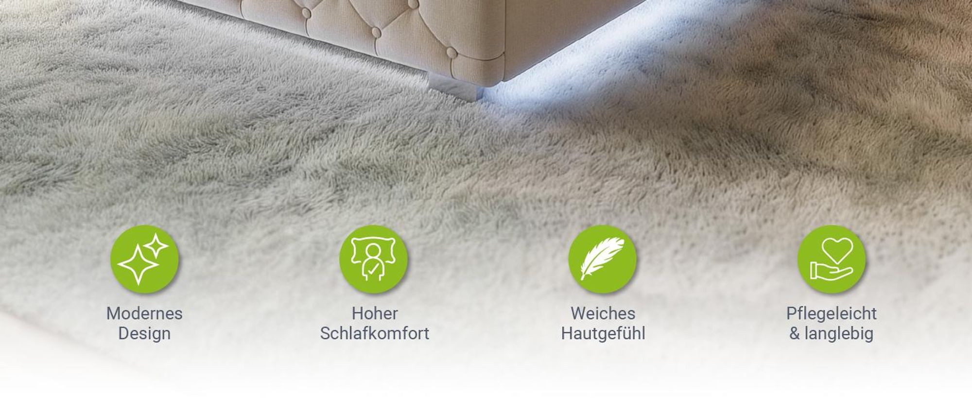 Juskys Polsterbett Nizza 120x200 cm Beige - Bettgestell mit Lattenrost, Stauraum & LED Beleuchtung - Bett mit Samtbezug & Chesterfield-Steppung