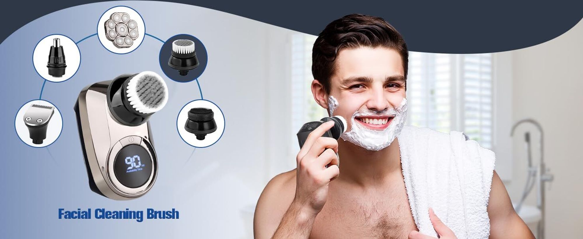 9D Elektrischer Kopfrasierer für Männer mit Glatze, Verbesserter 5-in-1-Kopfrasierer für Männer mit Glatze, Wasserdichtes Nass-/Trocken-Pflegeset