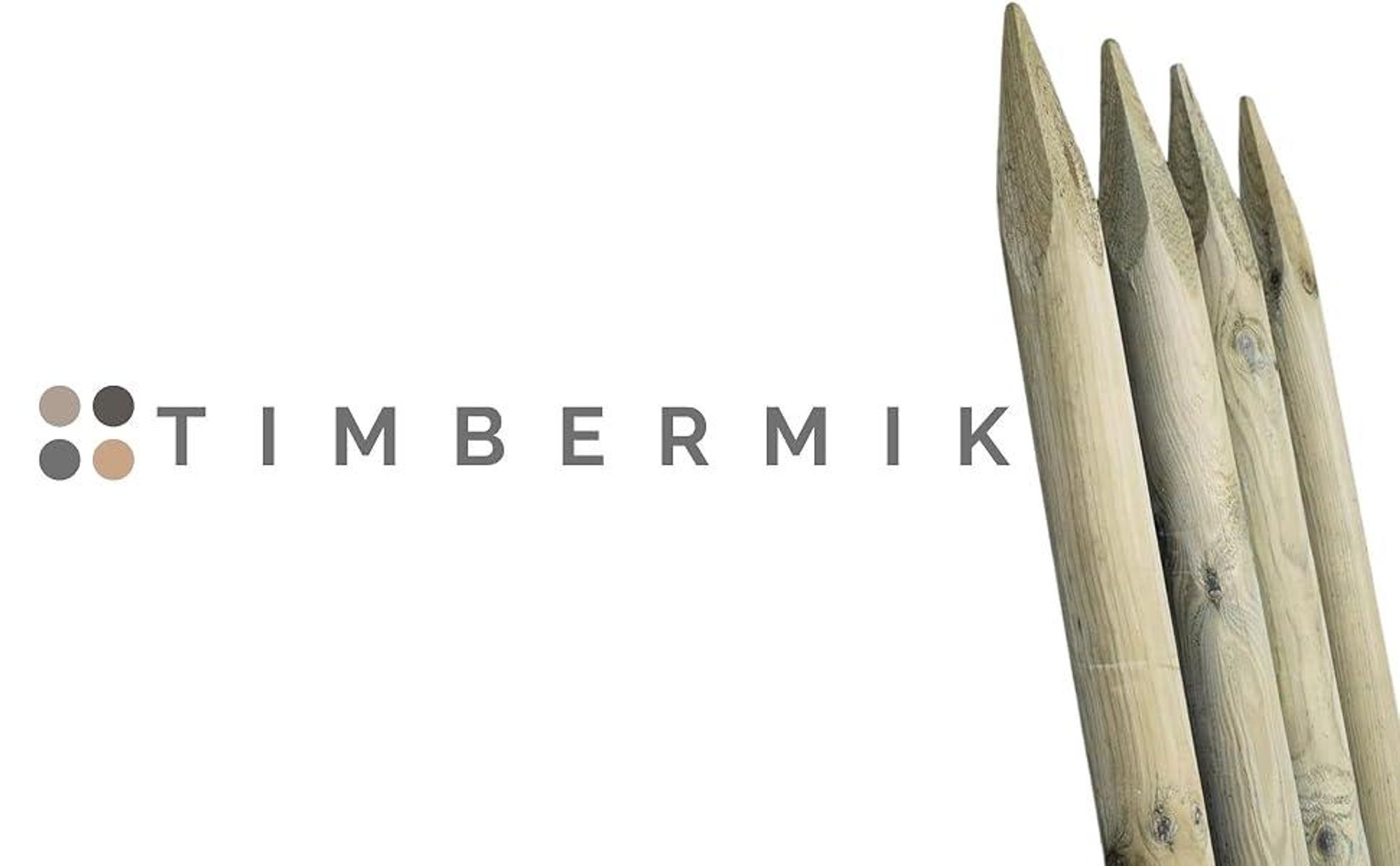 TIMBERMIK Palisada Drewniana Ø7 cm 240 cm 4 szt. Paliki Sosnowe do Drzew i Ogrodu Impregnowane Kolor Oliwkowo-zielony