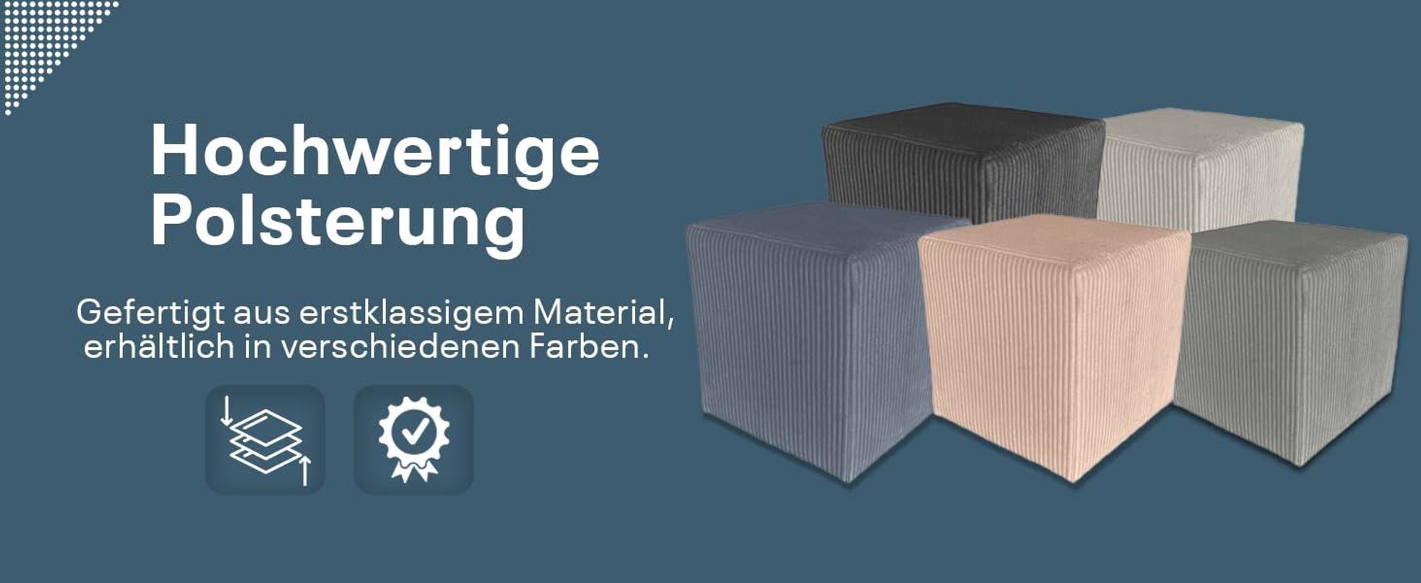 Best For Home | Würfel Pouf Hocker | Dunkles Blaugrün Poof Fußhocker | Samt Sitzhocker für Wohnzimmer, Schlafzimmer & Flur | Polster Ottoman | Gepolstert Sitzpuff oder Sitzwürfel für Sofa oder Sessel