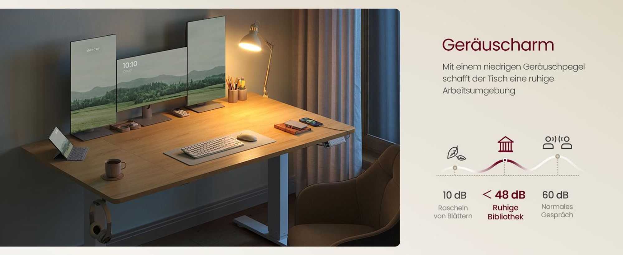 VASAGLE Höhenverstellbarer Schreibtisch, 140 cm, USB-C-Anschluss, Ablage für Steckdosenleiste, Erinnerung bei langem Sitzen, 3 Speichertasten