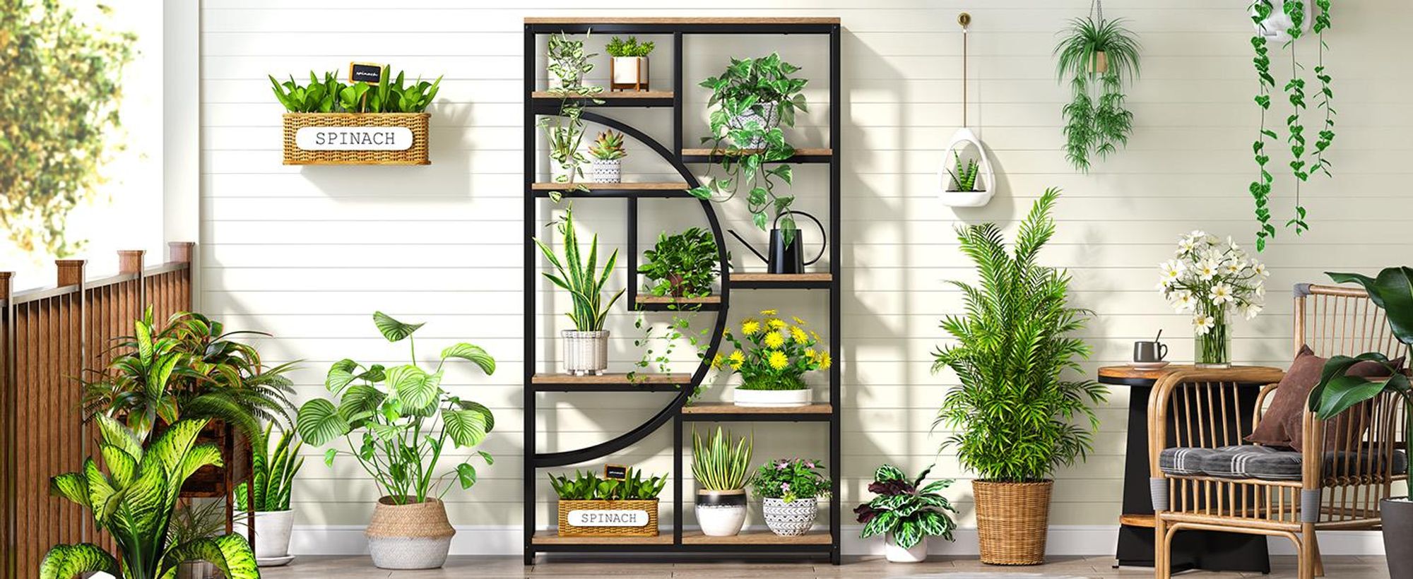 Tribesigns Bücherregal, industrielles 5-stöckiges Etagere-Bücherregal, freistehend Display-Regal, mit 9 offenen Ablageflächen