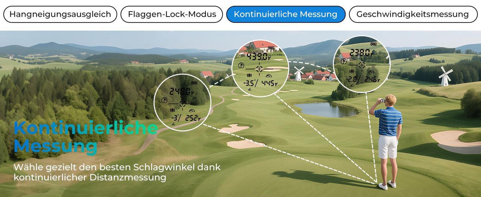Telemetro da golf CIGMAN 1312Y, 1200 m, touchscreen, Slope, batteria ricaricabile USB-C