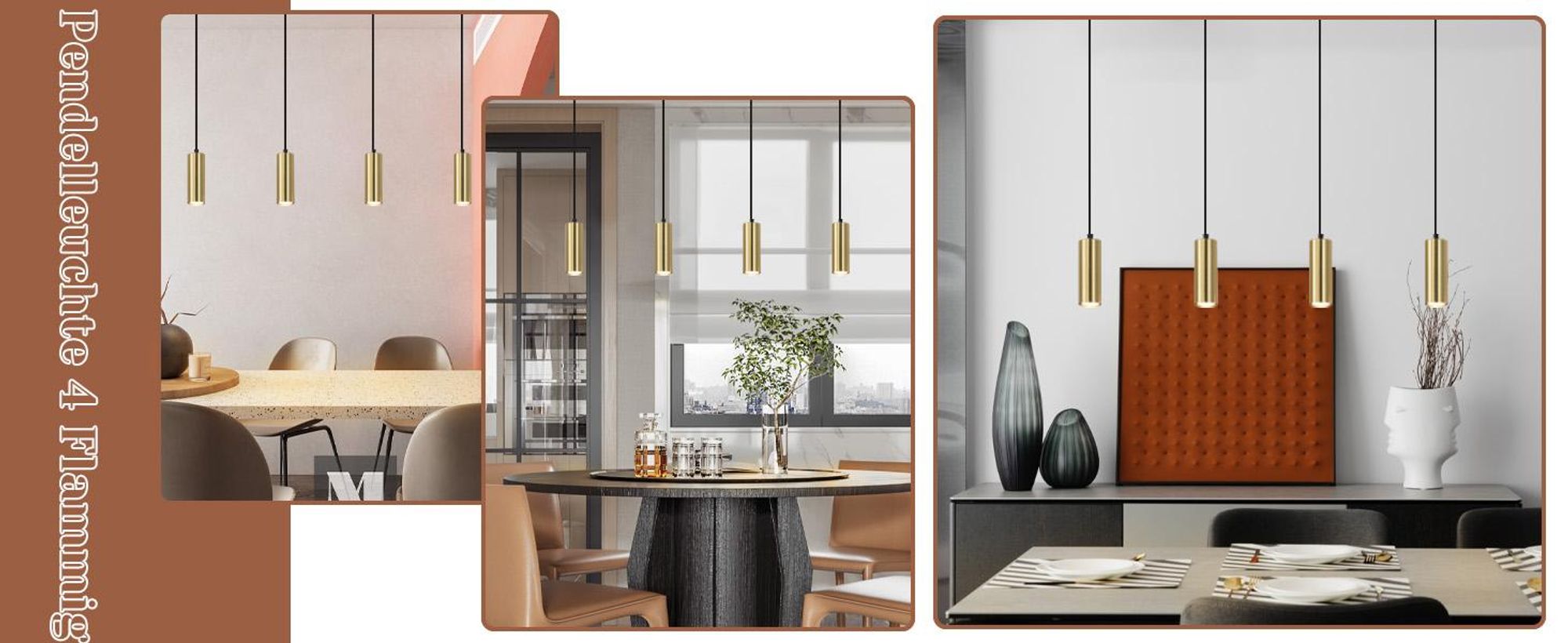ZMH Lampada a sospensione tavolo da pranzo lampada a sospensione 4 fiamme nero oro moderno industriale lampada a sospensione Gu10 metallo tavolo da pranzo lampada per soggiorno caffè camera da letto