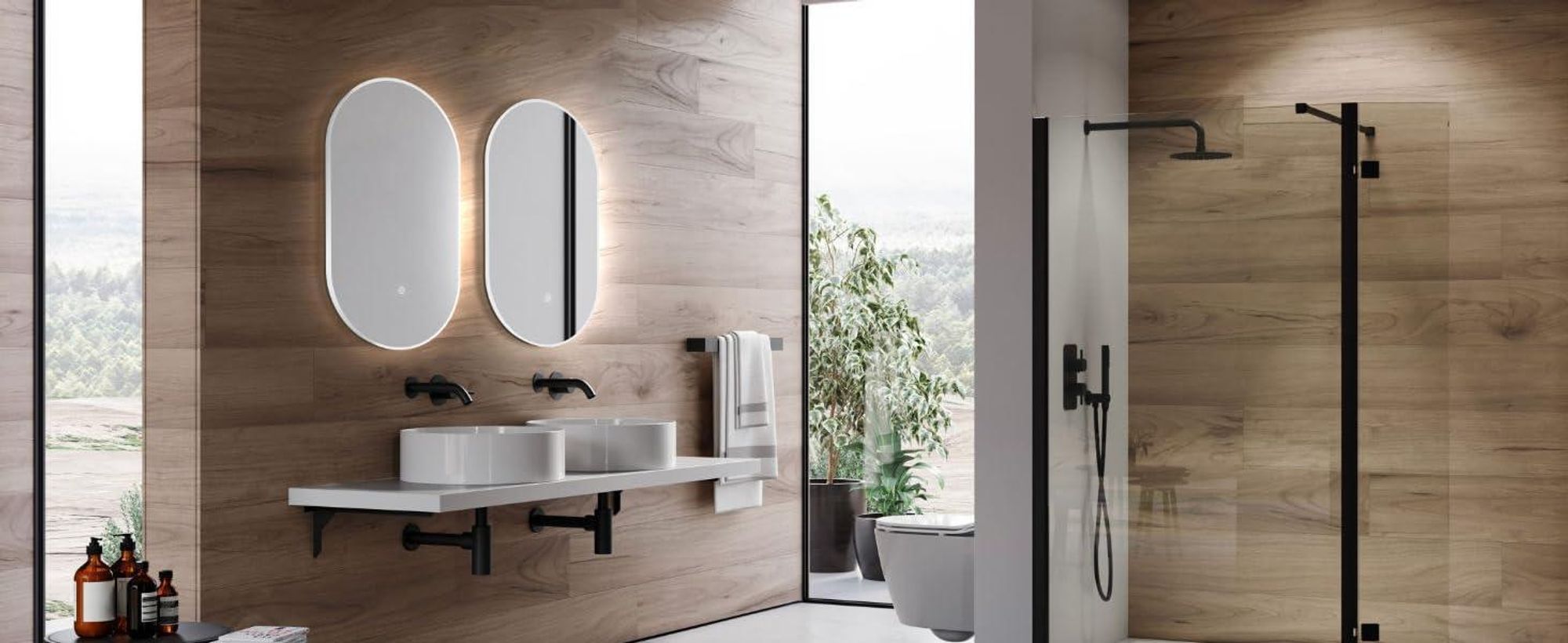HOKO Badspiegel LED Wandspiegel 50x90 cm Oval+Rahmen+Warmweiß-Kaltweiß-Neutral 2700-6500K. Licht mit Touch Schalter/Wandschalter einschaltbar. Palermo