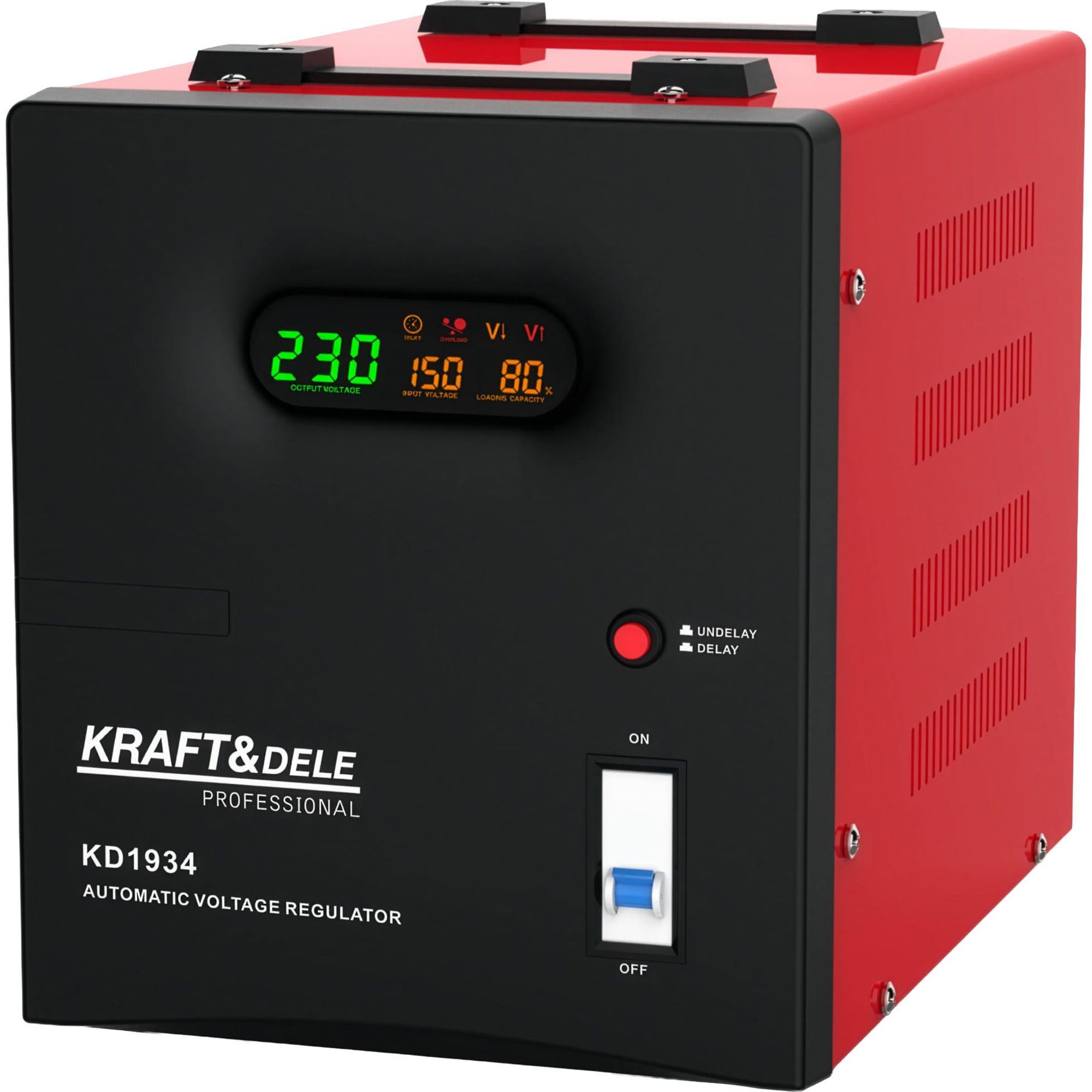 KRAFT&DELE | Spannungsstabilisator, AVR, 3000VA, 230V, für Modem, Router, PC und kleine elektronische Geräte, schützt vor Stromschwankungen, einsatzbereit