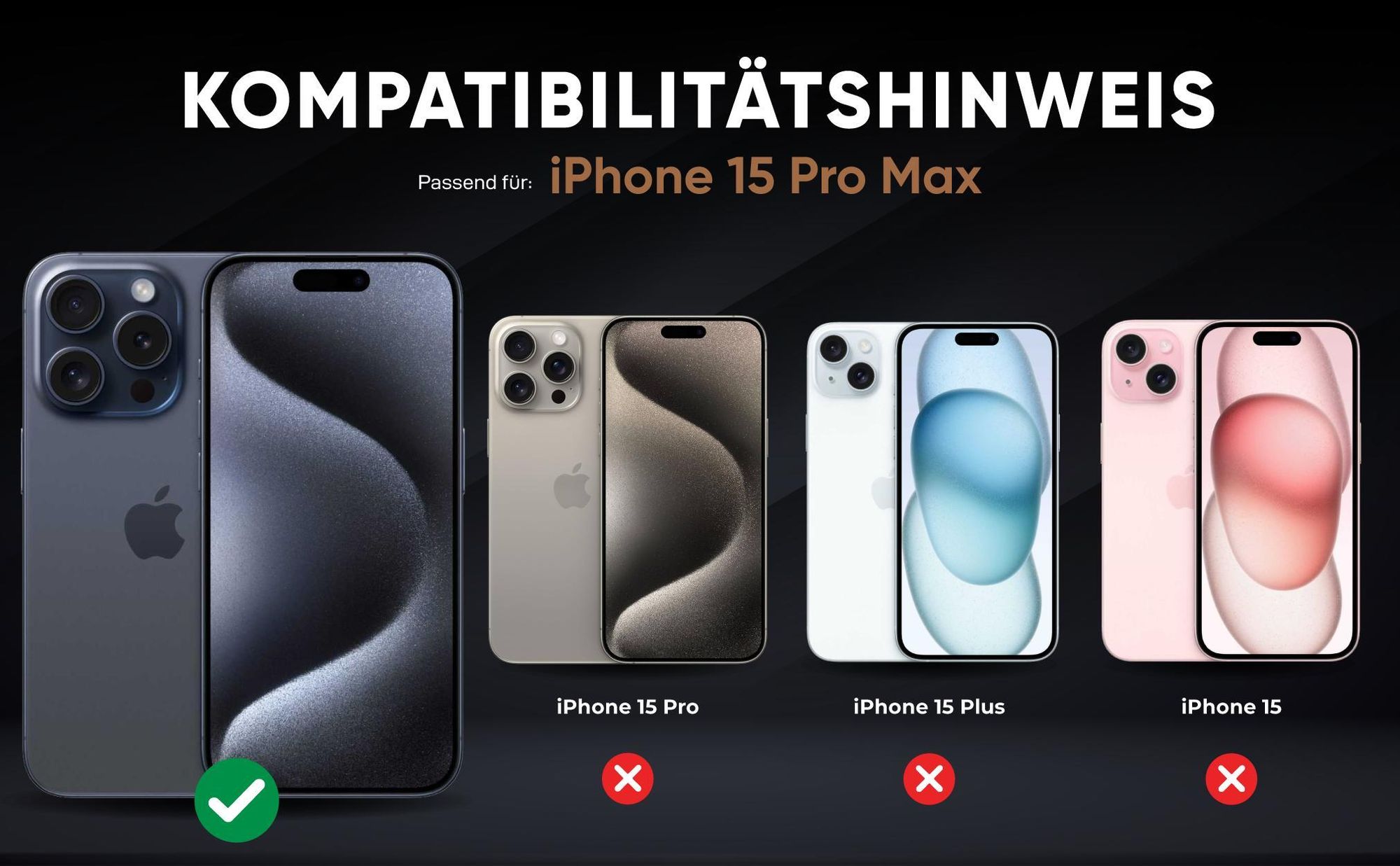 Kompatibilitätshinweise Hülle für Apple iPhone 15 Pro Max