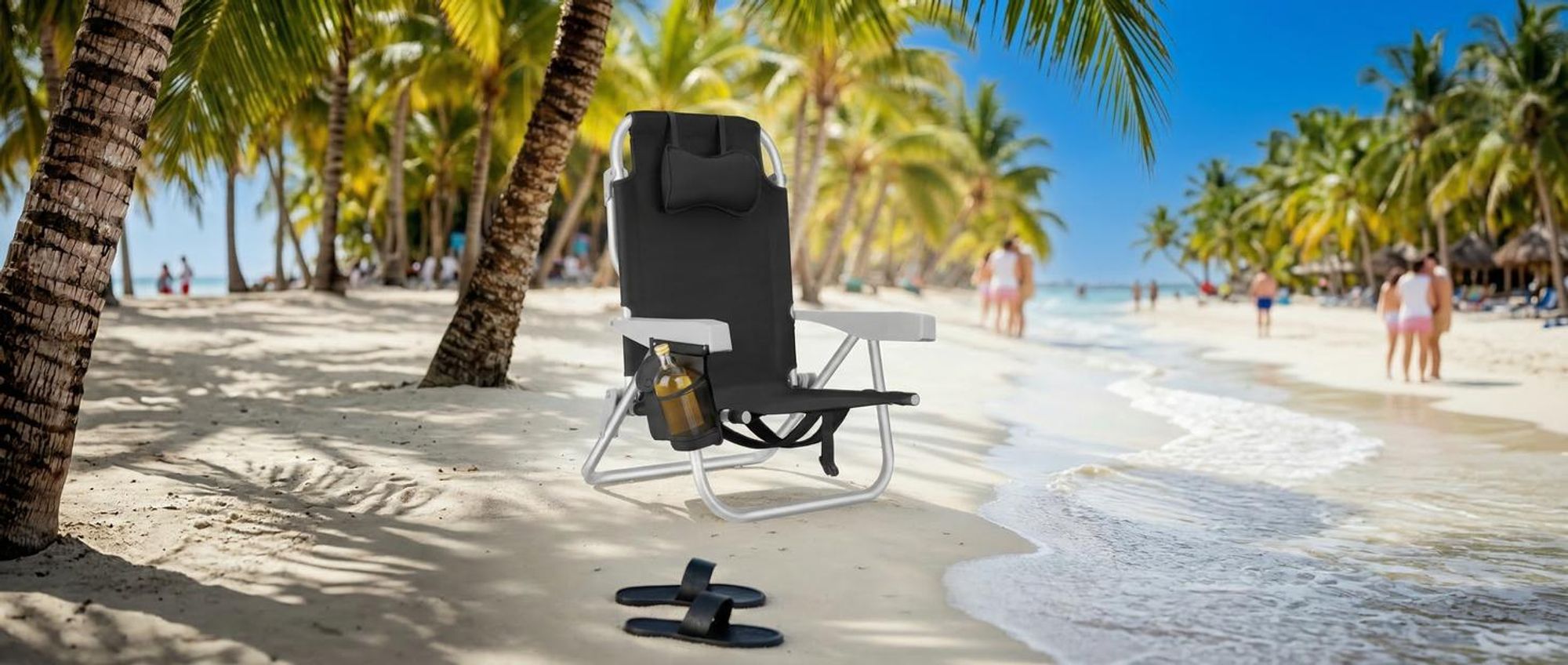 tectake® Aluminium Strandstuhl Coral klappbar, mit Rucksackfunktion rückseitige Kühltasche und Aufbewahrungstasche