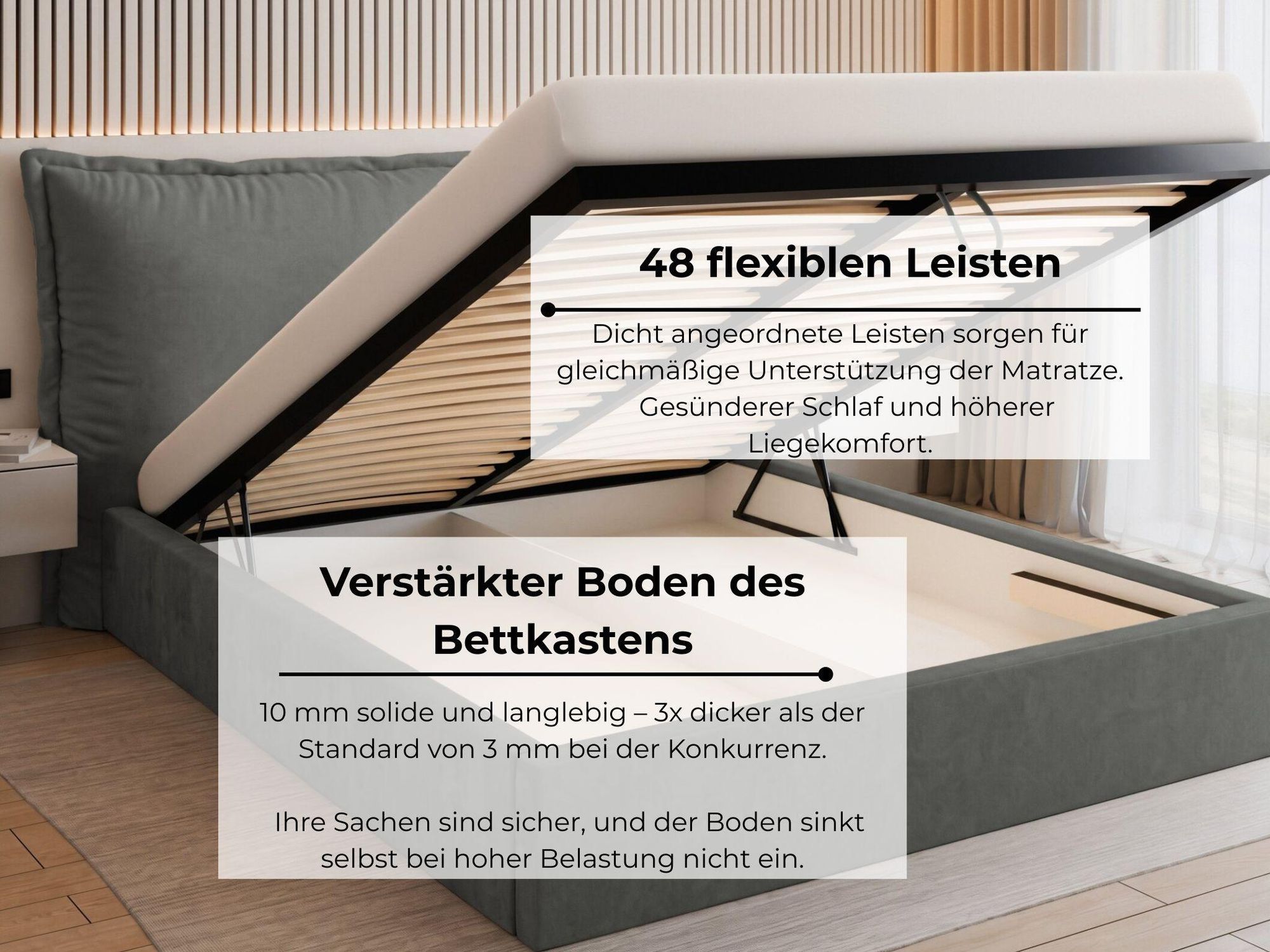VALLH Polsterbett Bett 160x200 mit bettkasten Beige Samt - Kissenkopfteil mit lattenrost (Sofia Piano 15)