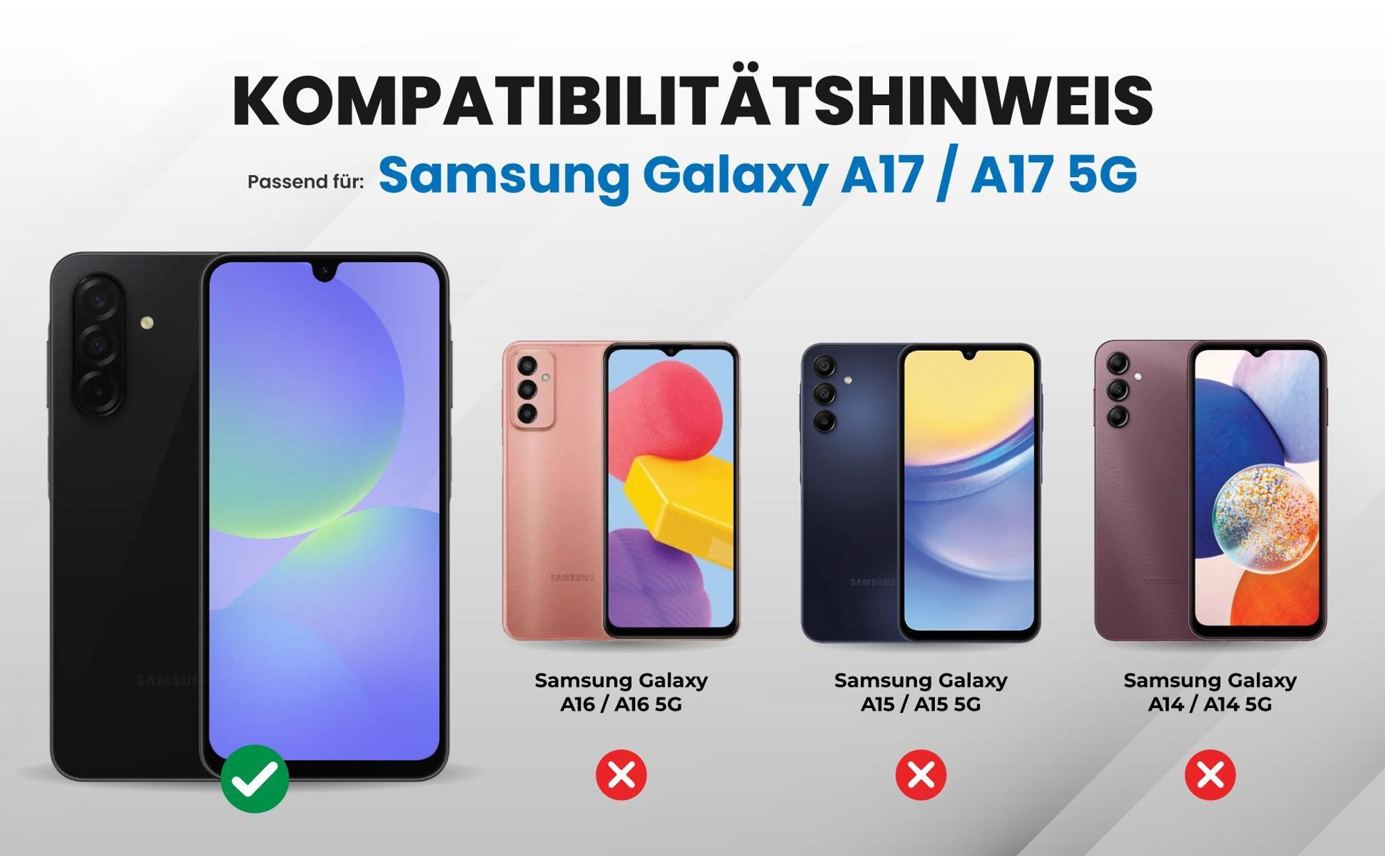 Kompatibilitätshinweise Hülle für Samsung Galaxy A17 / A17 5G