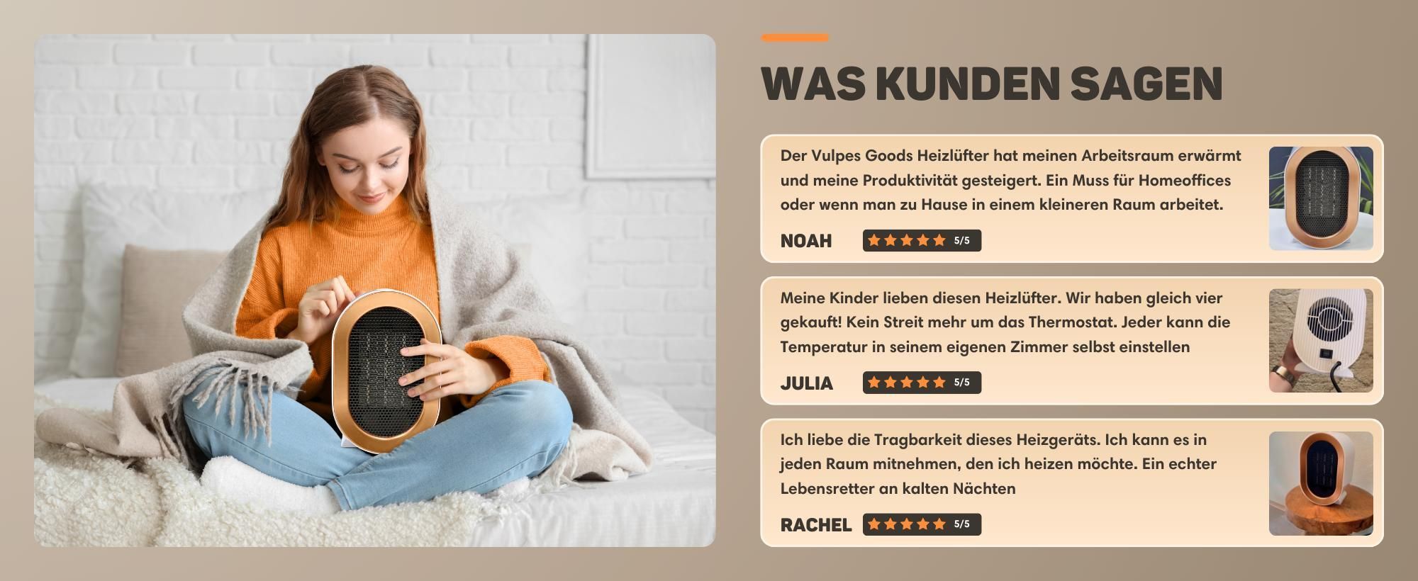 Vulpes Goods Keramik Heizlüfter - Keramik Heizung - 1200 Watt Heizung - 2 Leistungsstufen - Elektrischer Heizlüfter - Heizlüfter - Weiß