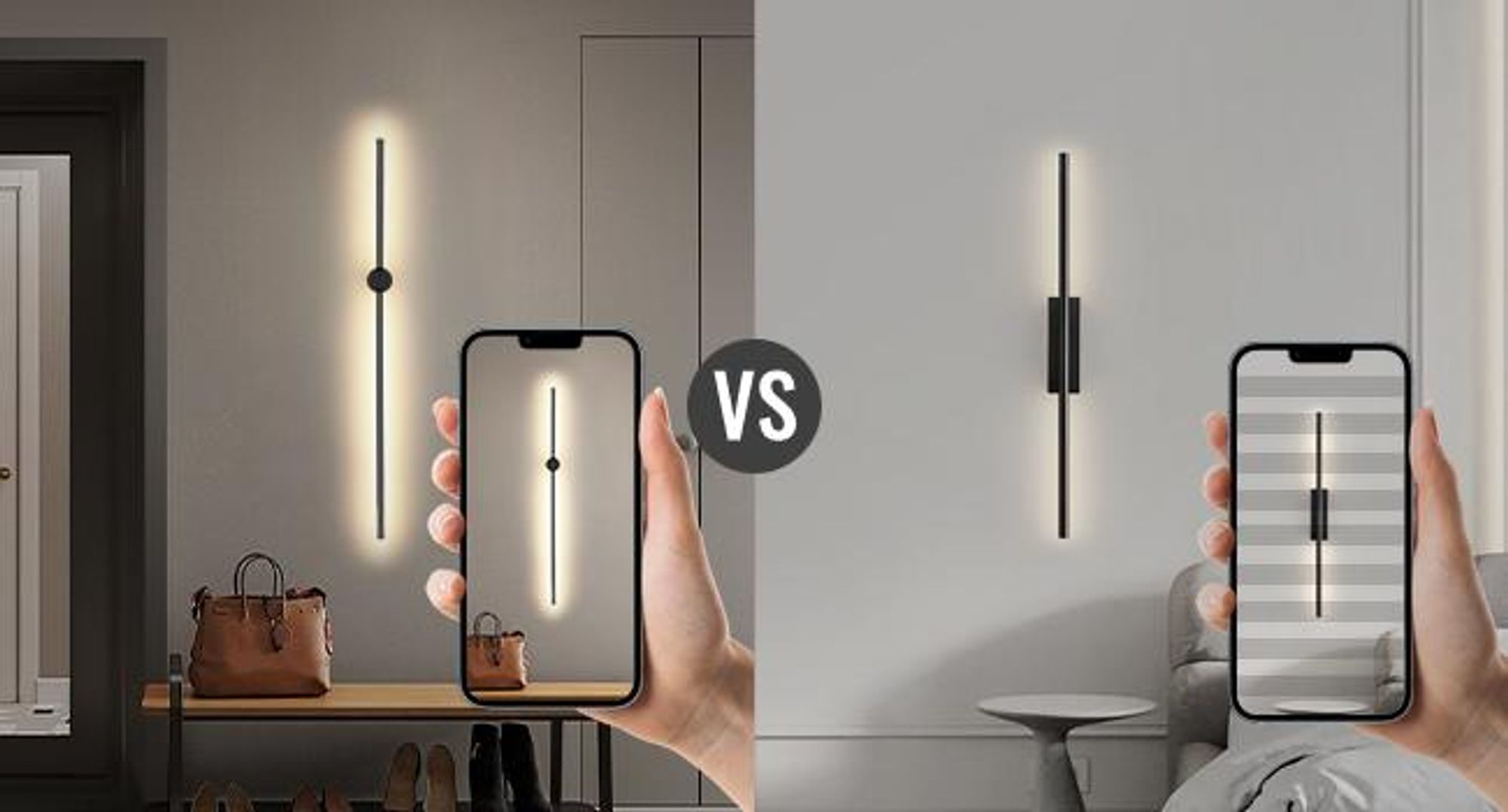 ZMH 2er LED Wandleuchte innen Wandlampe 60CM Schwarz Flurlampe SchwenkbarTreppenhauslampe 3000K Wandbeleuchtung für Wohnzimmer Schlafzimmer Bett Flur