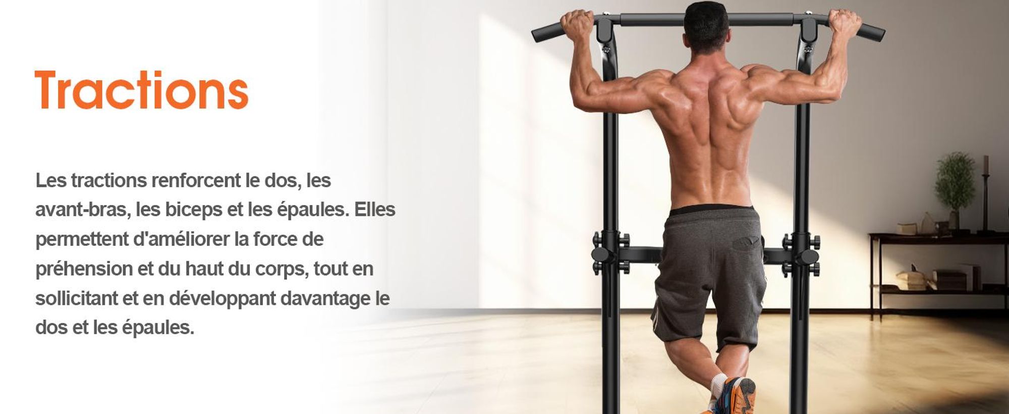 DH FitLife Power Tower Dip Station – Barre de Traction et Dips Réglable, Station de Musculation Complète pour Salle de Sport à Domicile