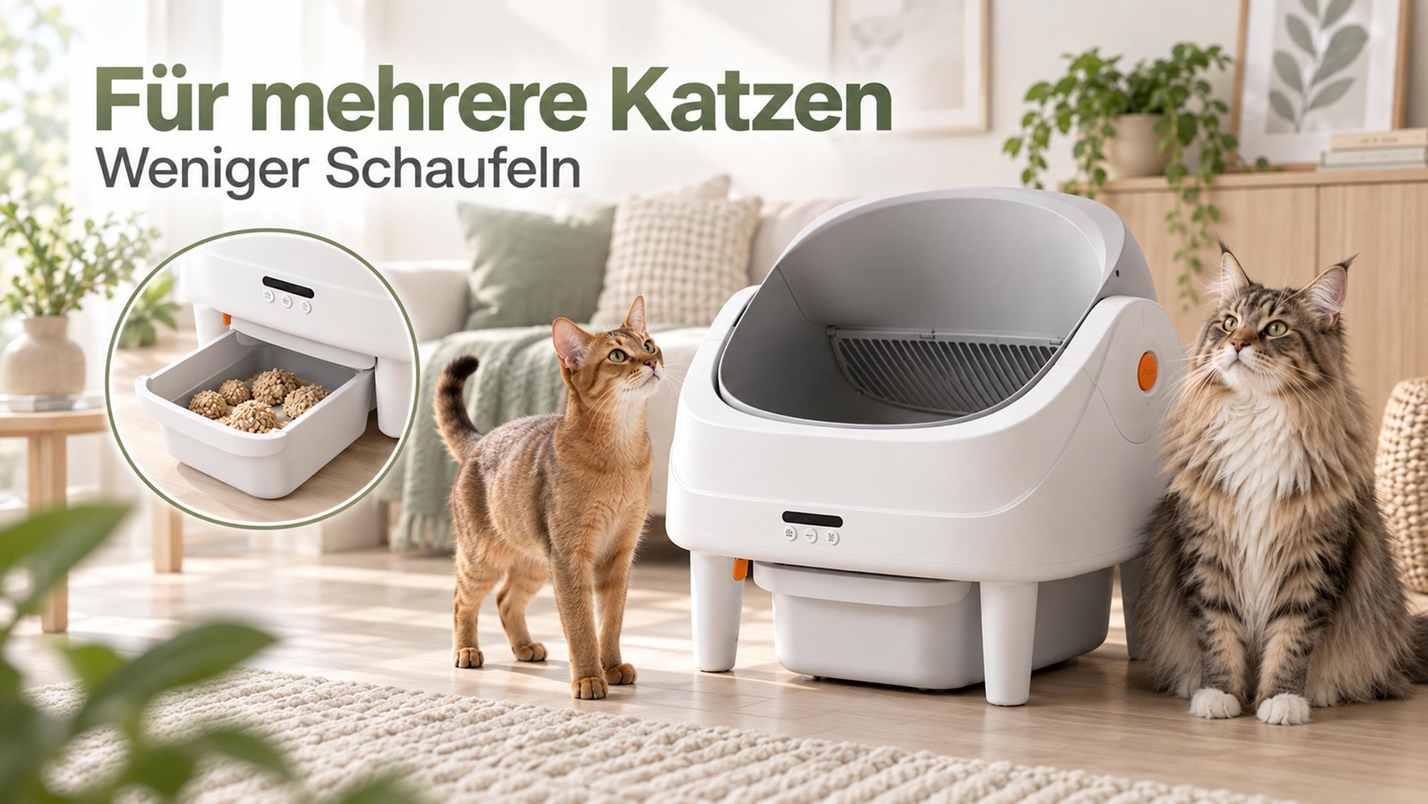 70L+14L XXL Katzentoilette Selbstreinigendes Katzenklo Automatisches offenem Design & App, für Mehrkatzen, 8 Sicherheitssensoren, Geruchskontrolle