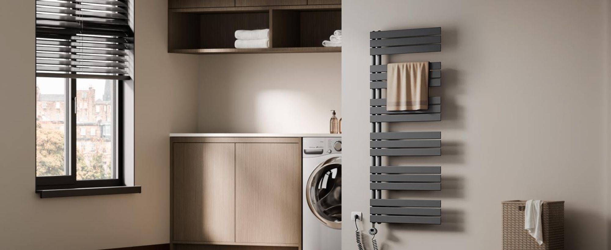 S'AFIELINA Handtuchheizkörper Elektrisch 1041×400mm, Badheizkörper Elektrisch mit Thermostat,WiFi,programmierbarem Timer,LCD-Anzeige, 400 W,Anthrazit