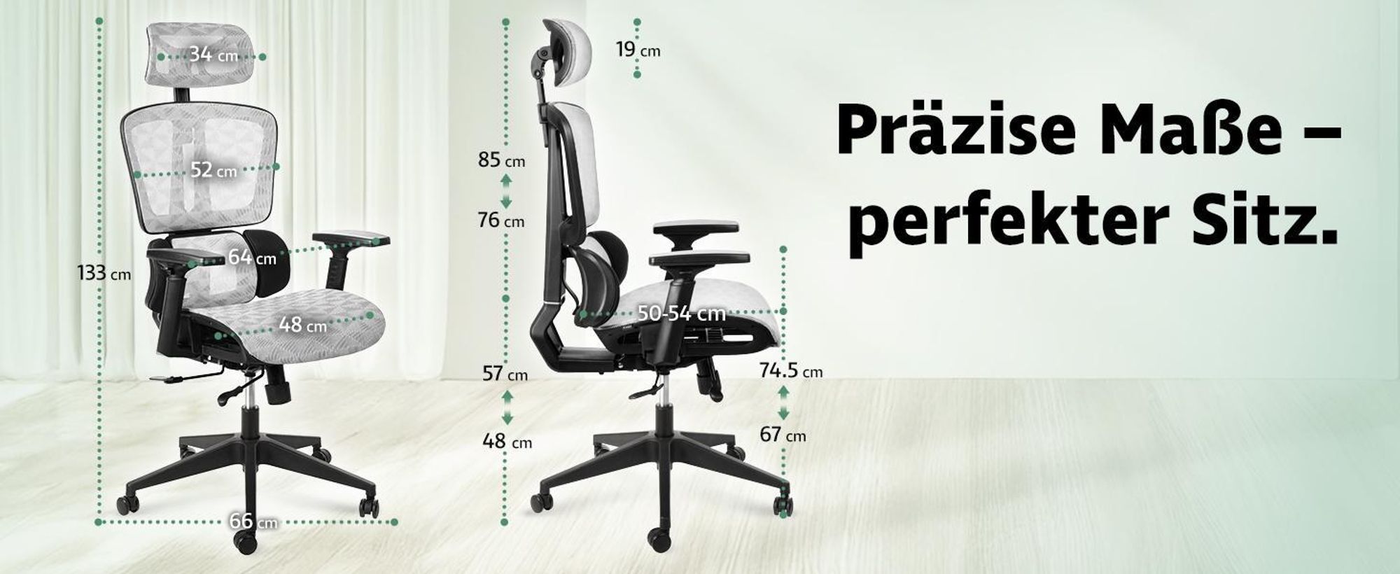 di volio® Bürostuhl Preda – ergonomischer Schreibtischstuhl mit Kopfstütze & 4D Armlehnen, atmungsaktives Mesh