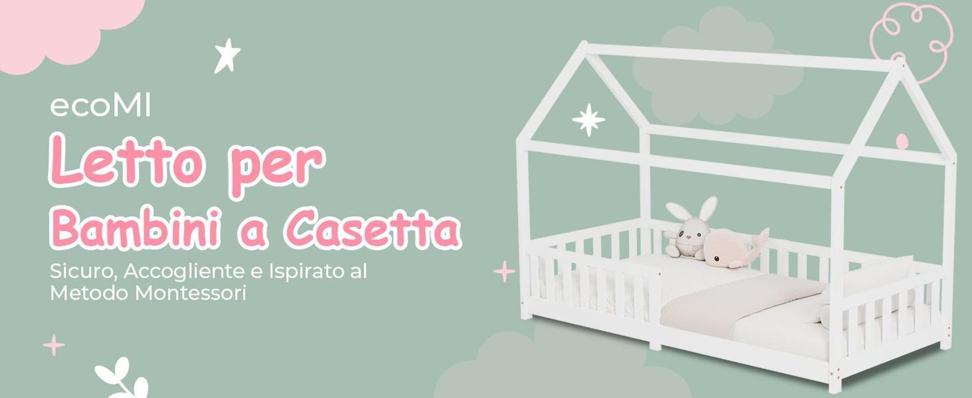 Lettino per bambini 80x160 cm con protezione anticaduta e rete a doghe, letto matrimoniale - Lettino per bambini - naturale