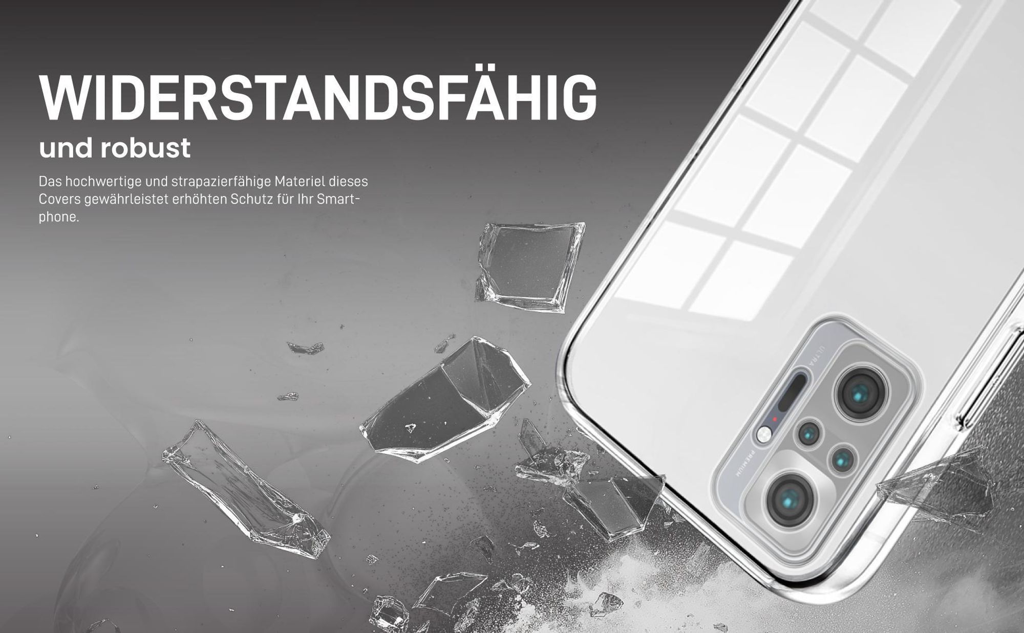 Transparentes Front Back Cover für Xiaomi Redmi Note 10 Pro mit Aufprallschutz