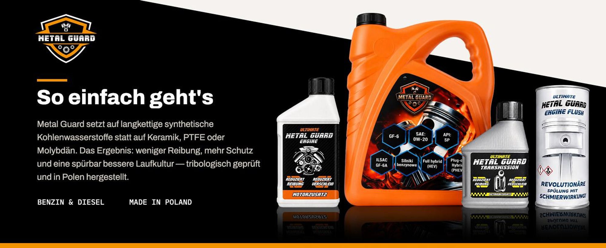 Metal Guard Fuel Additive 1L Kraftstoffadditiv Diesel Benzin DPF GPF Schutz Reinigung Schmierung für Injektoren Pumpen Tuning