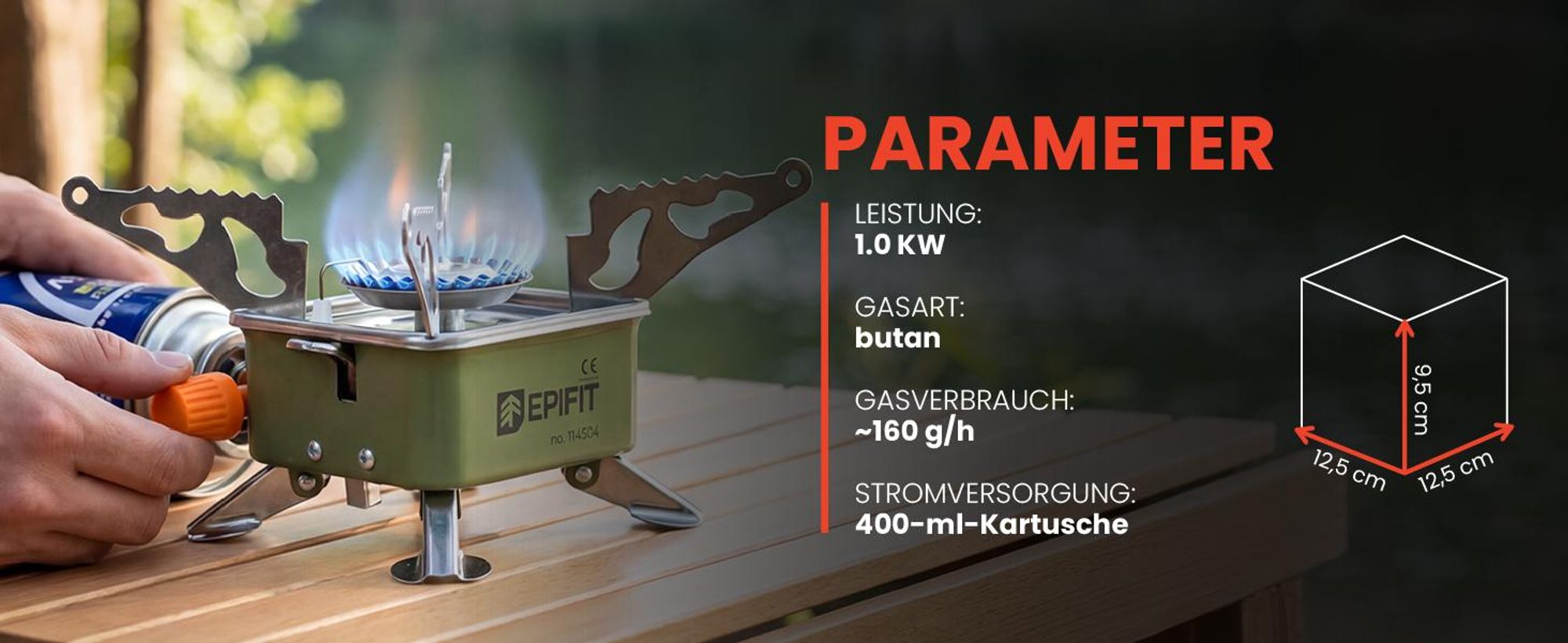 Gaskocher Campingkocher Klein für Kartuschen Gasflasche Tragbarer